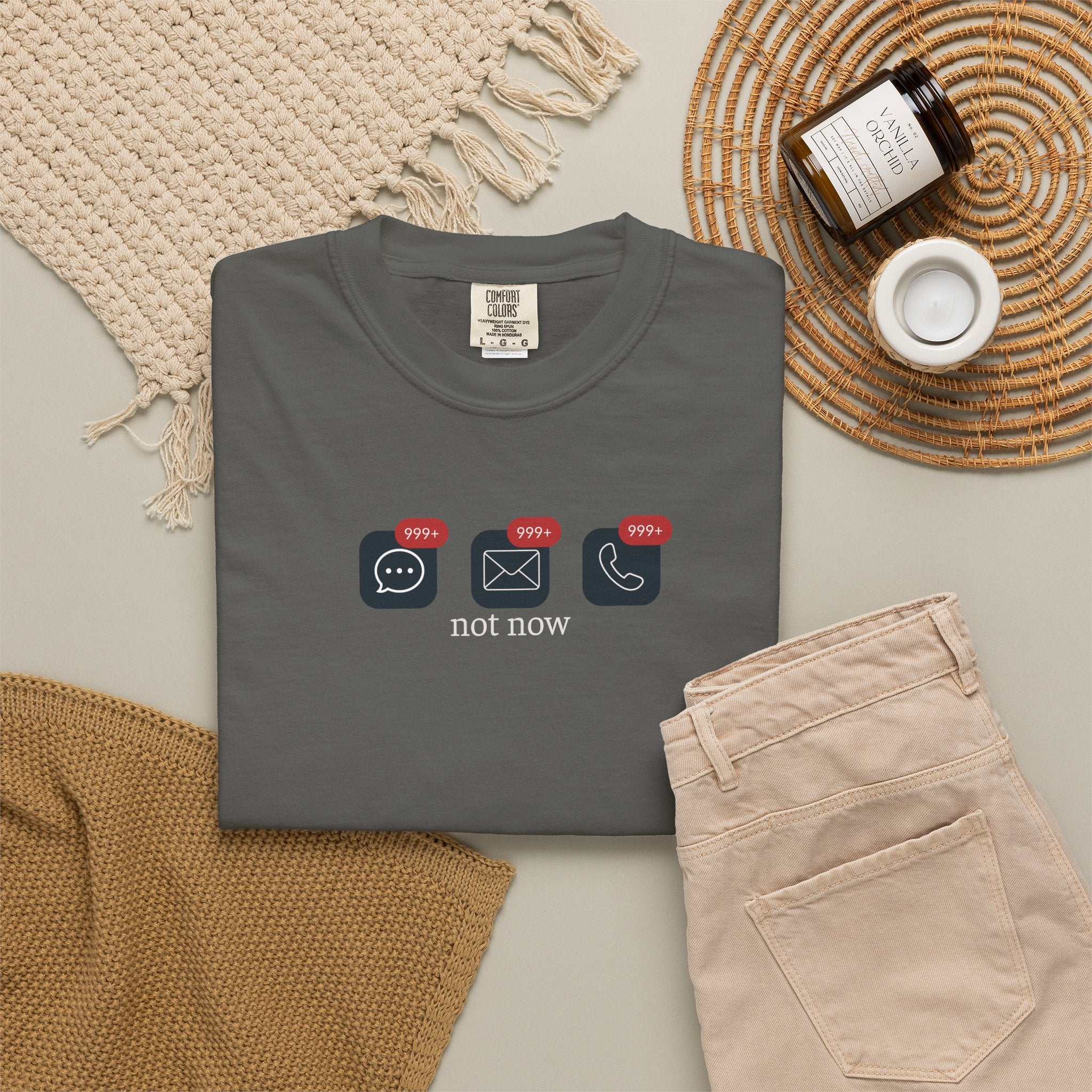 Not Now Notification Shirt, Comfort Colors 1717 Tee, Funny Office Shirt, 999+ Messages Tee, Work Humor T Shirt, Soft Garment Dyed Tee