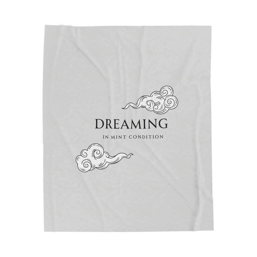 "dreaming in mint condition" velveteen plush blanket