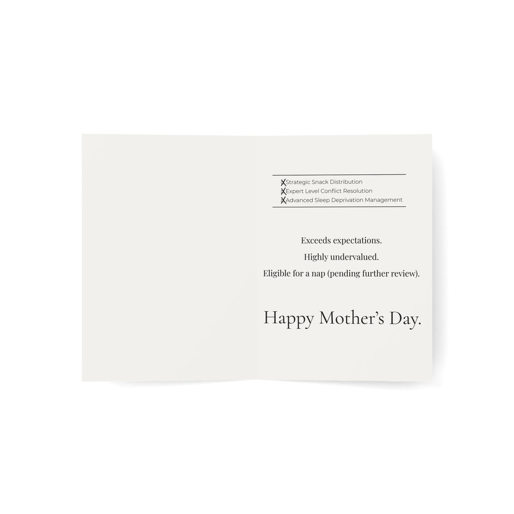 Premium Motherhood Overtime Card | Minimalist Mothers Day Stationery | Boutique Corporate Mom Gift | Rabbit Mom Burnout Card PTOplease