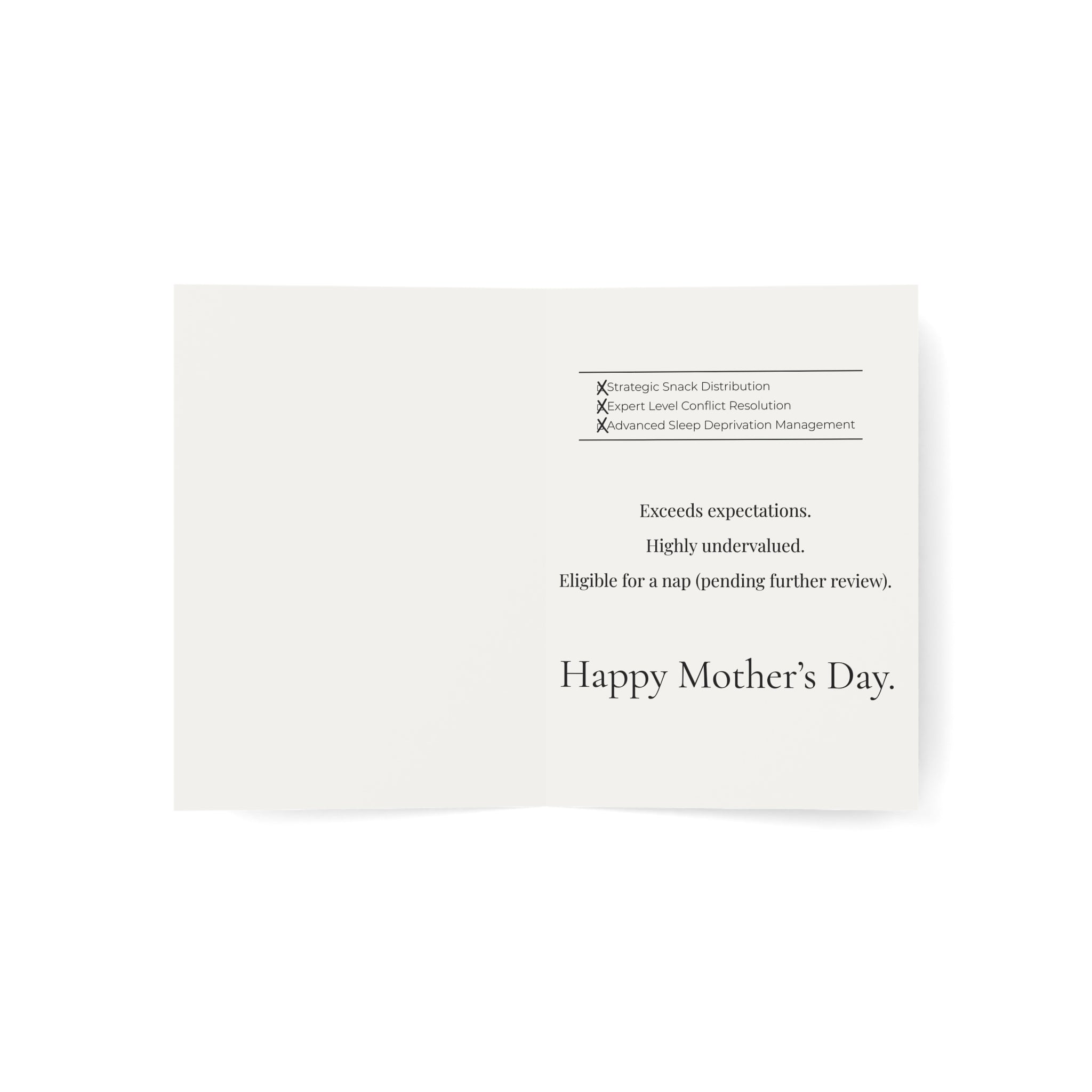 Premium Motherhood Overtime Card | Minimalist Mothers Day Stationery | Boutique Corporate Mom Gift | Rabbit Mom Burnout Card PTOplease