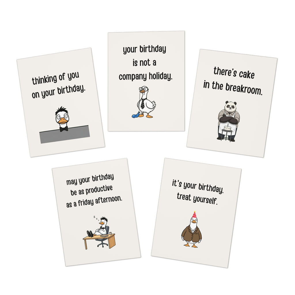Sarcastic Office Birthday Cards Dry Humor Work Birthday Card for Coworkers - 5 Pack