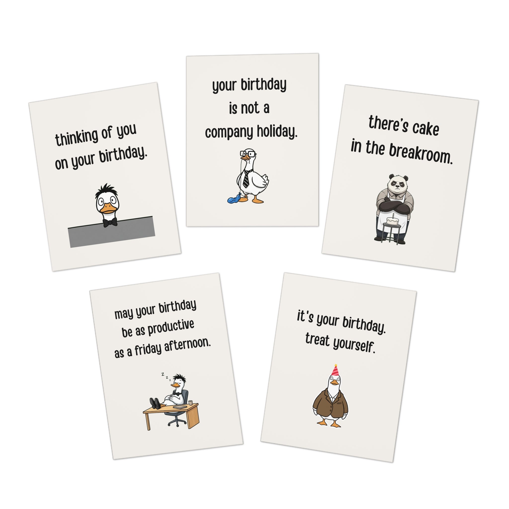Sarcastic Office Birthday Cards Dry Humor Work Birthday Card for Coworkers - 5 Pack