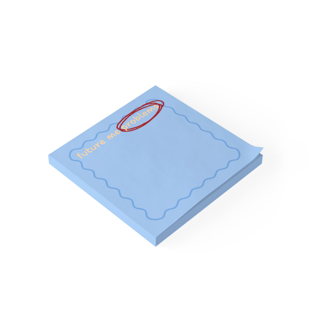 Future Me Problems Post-it Note Pad | Blue Sticky Notes, Funny Desk Accessory