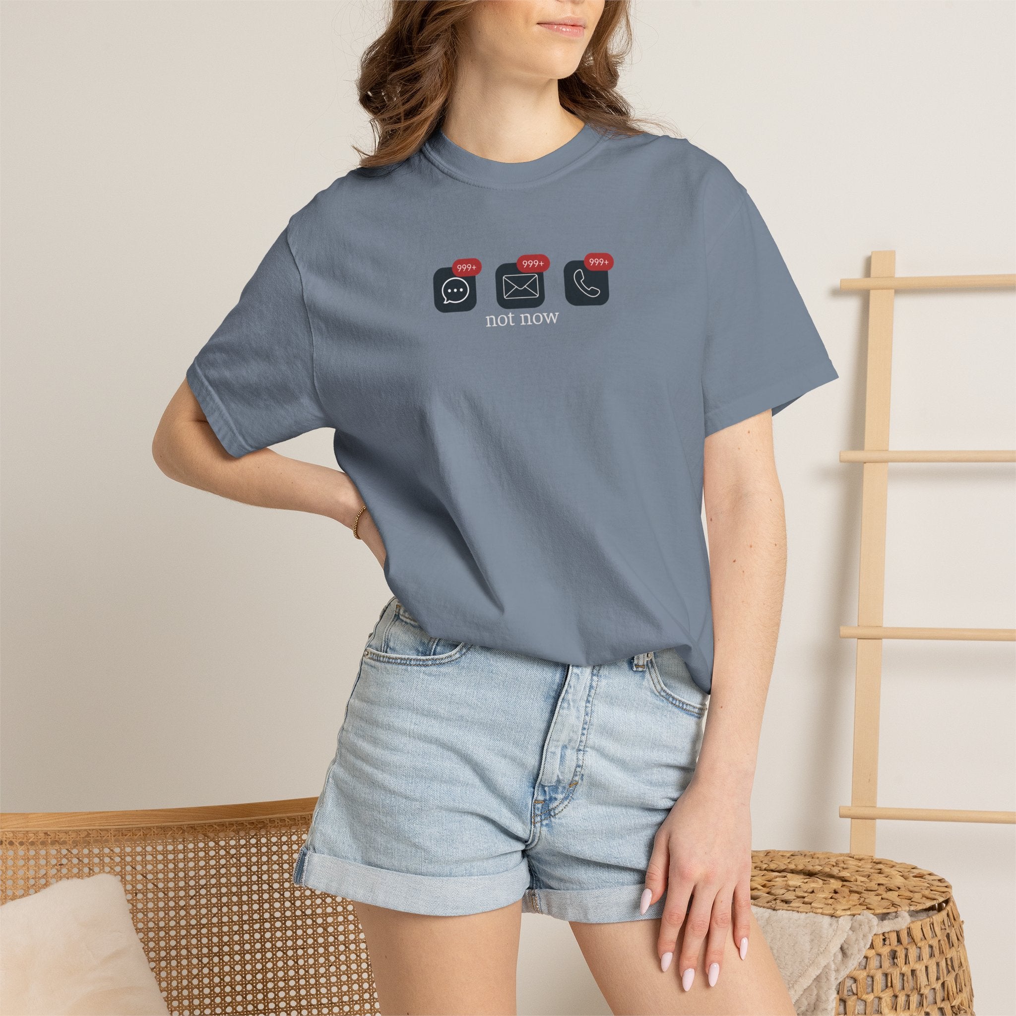 Not Now Notification Shirt, Comfort Colors 1717 Tee, Funny Office Shirt, 999+ Messages Tee, Work Humor T Shirt, Soft Garment Dyed Tee