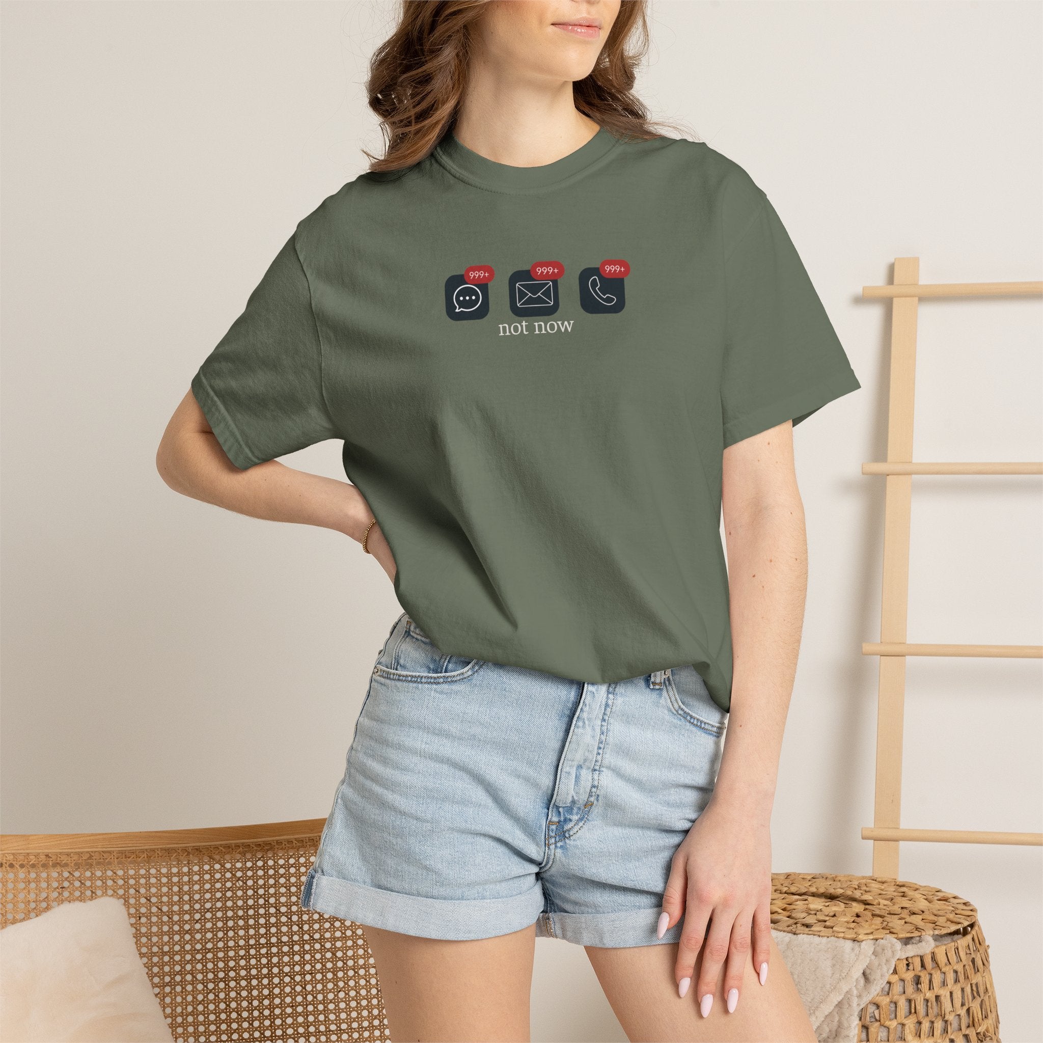 Not Now Notification Shirt, Comfort Colors 1717 Tee, Funny Office Shirt, 999+ Messages Tee, Work Humor T Shirt, Soft Garment Dyed Tee