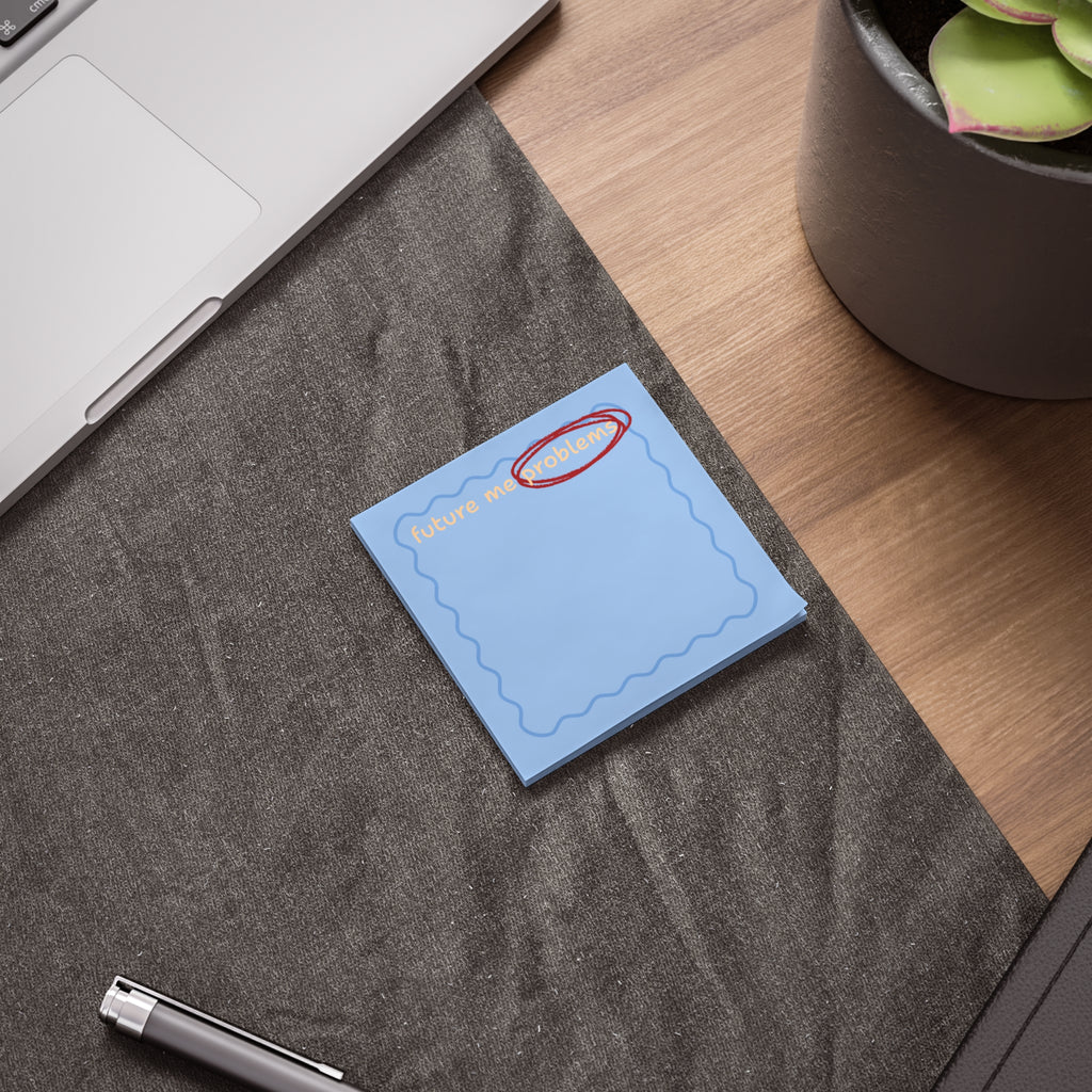 Future Me Problems Post-it Note Pad | Blue Sticky Notes, Funny Desk Accessory