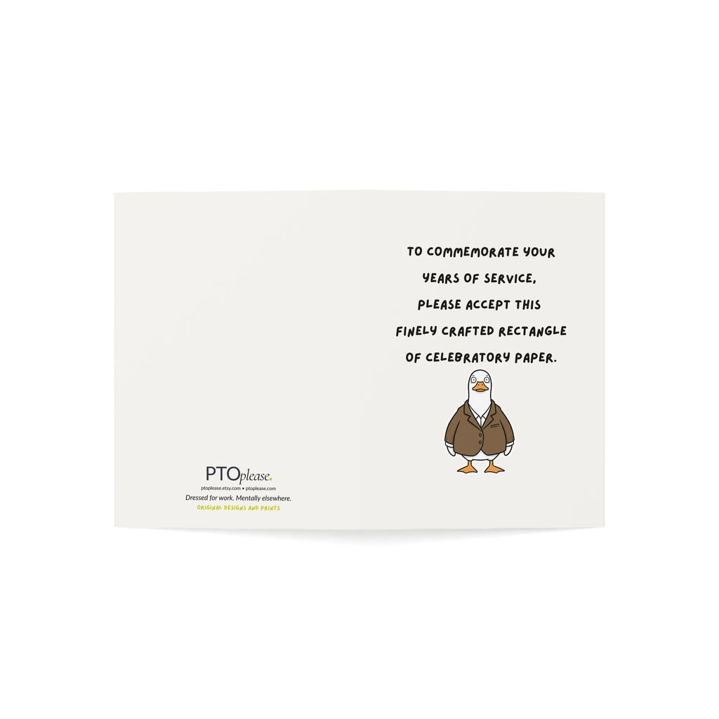 Funny Work Anniversary Card - "Finely Crafted Rectangle of Celebratory Paper"