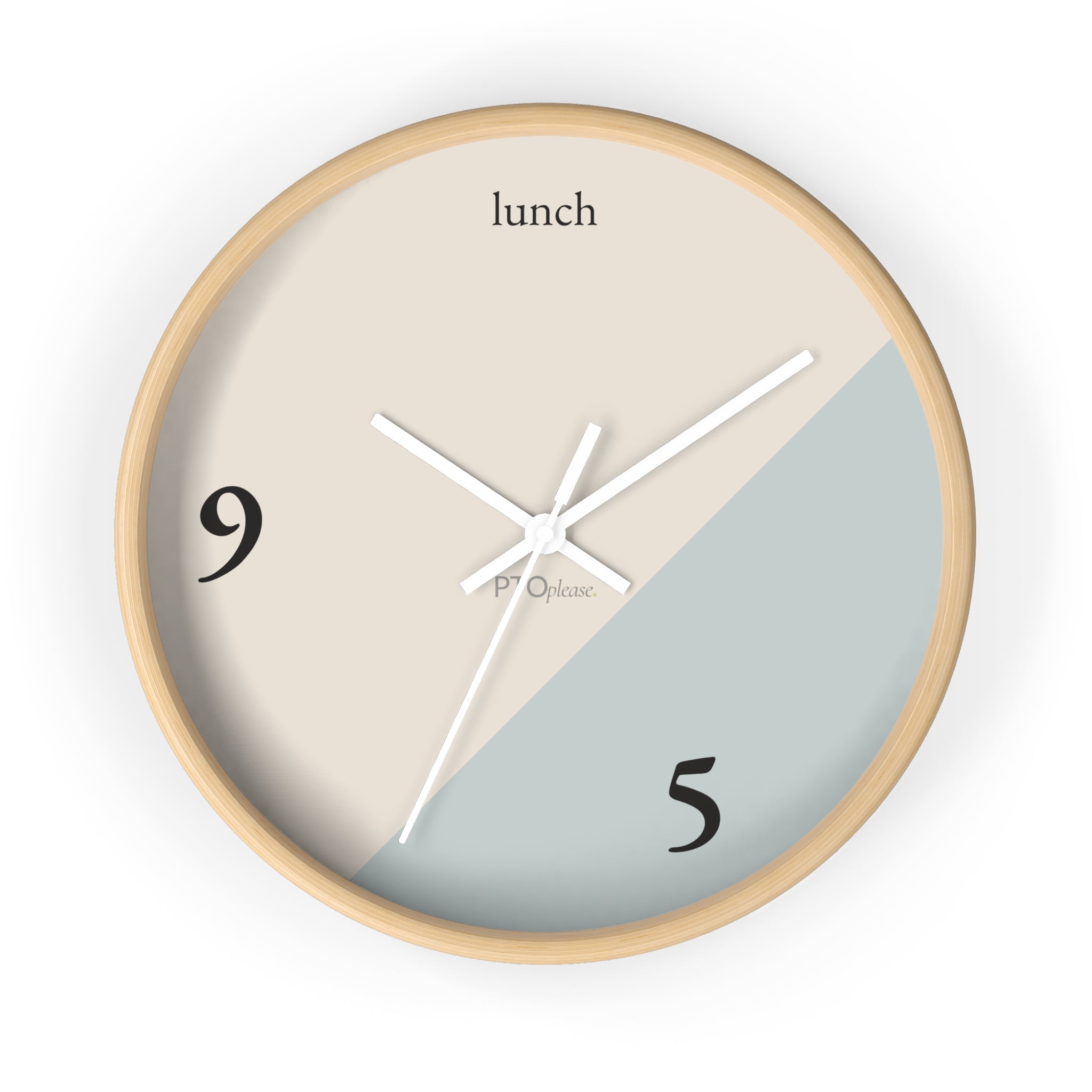 Minimalist 9 to 5 Wall Clock, Modern Office Clock with Lunch Time Design, Workday Humor Decor, Neutral Home Office Wall Art