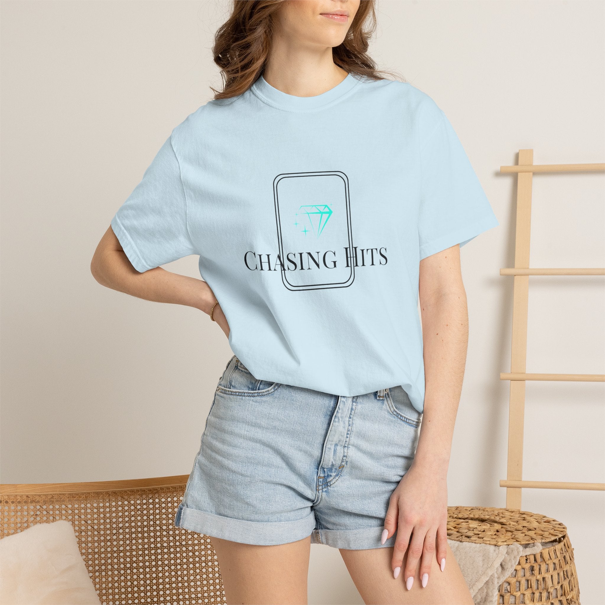 the "chasing hits" essential tee — minimal music logo t-shirt
