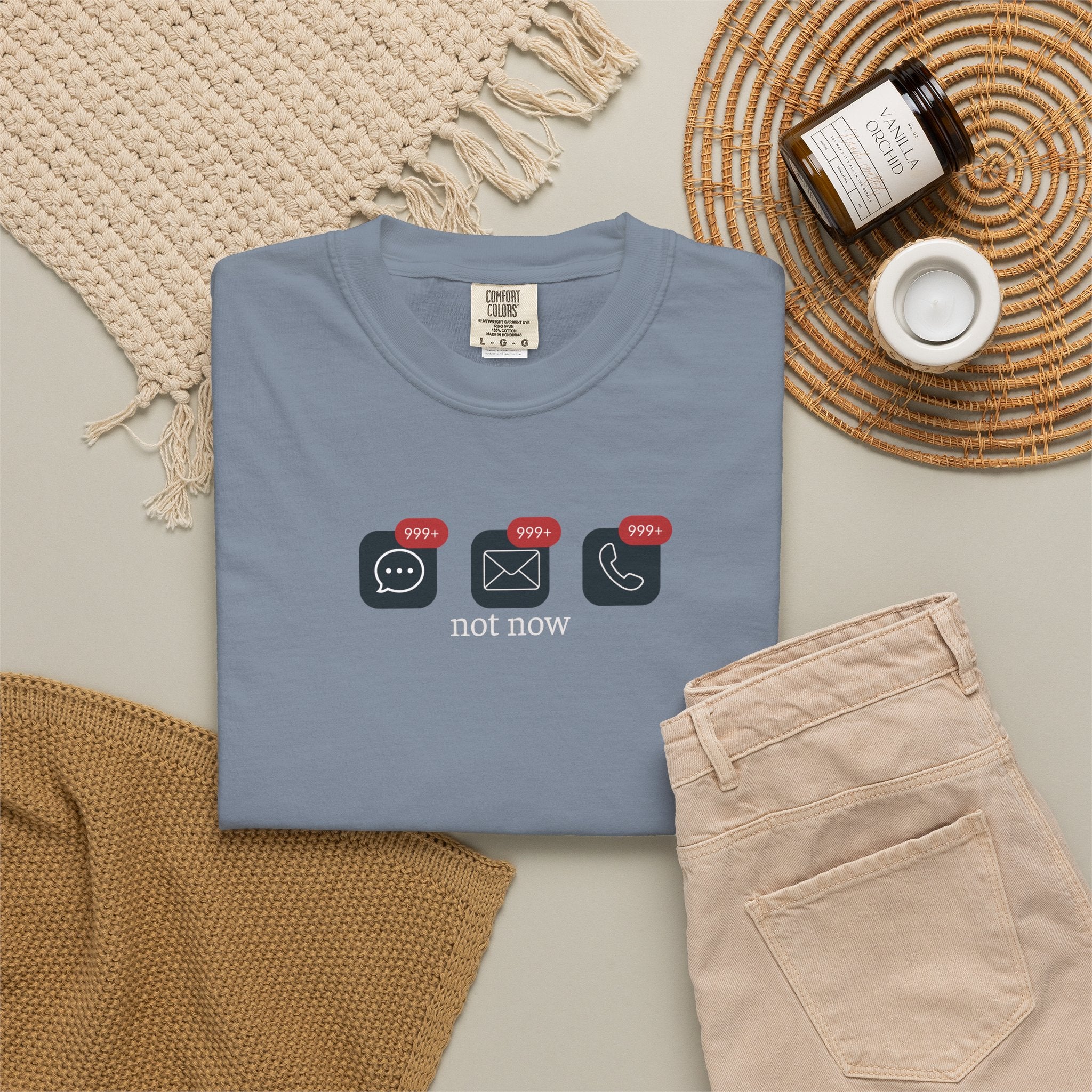 Not Now Notification Shirt, Comfort Colors 1717 Tee, Funny Office Shirt, 999+ Messages Tee, Work Humor T Shirt, Soft Garment Dyed Tee