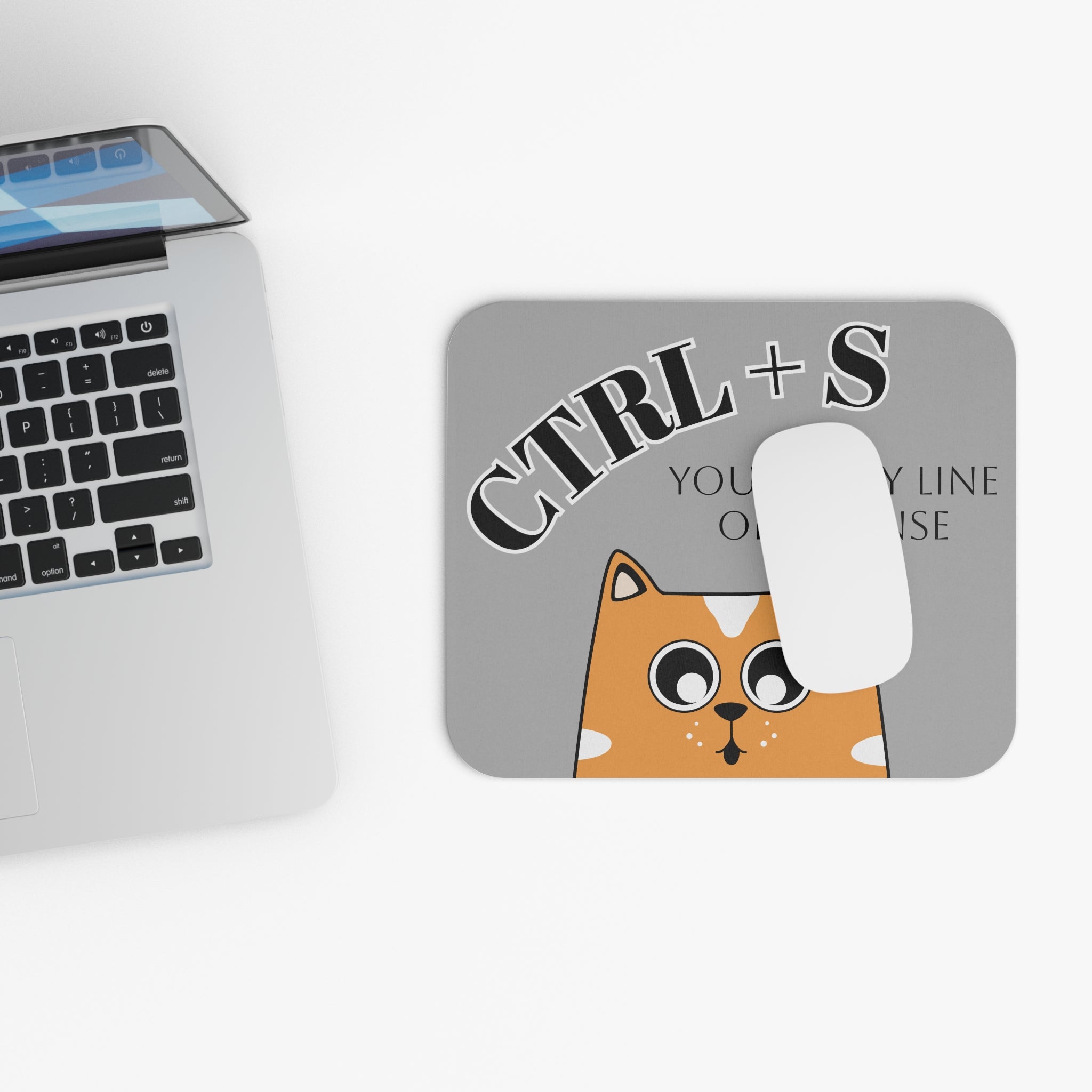 Funny Cat Mouse Pad: CTRL+S Save, Coder Gift