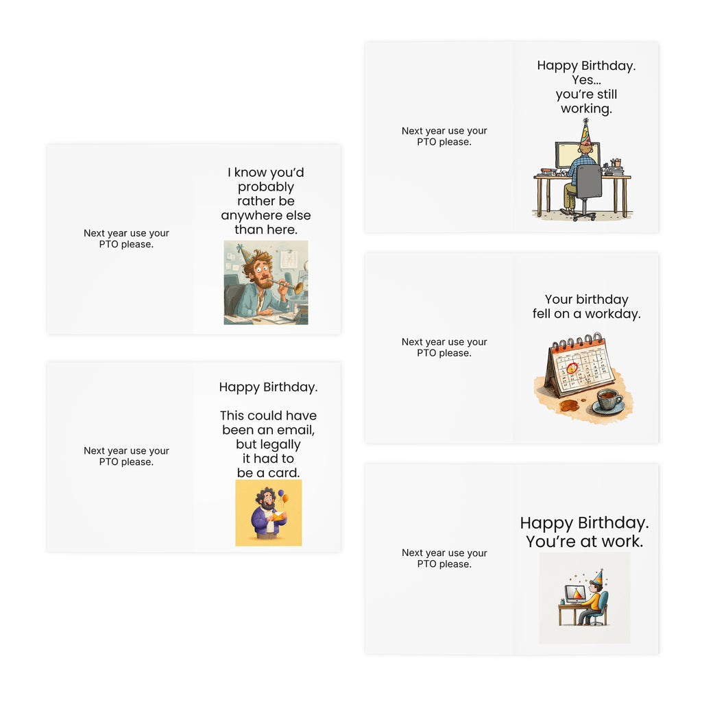 Sarcastic Office Birthday Cards Dry Humor Work Birthday Card for Coworkers - 5 Pack
