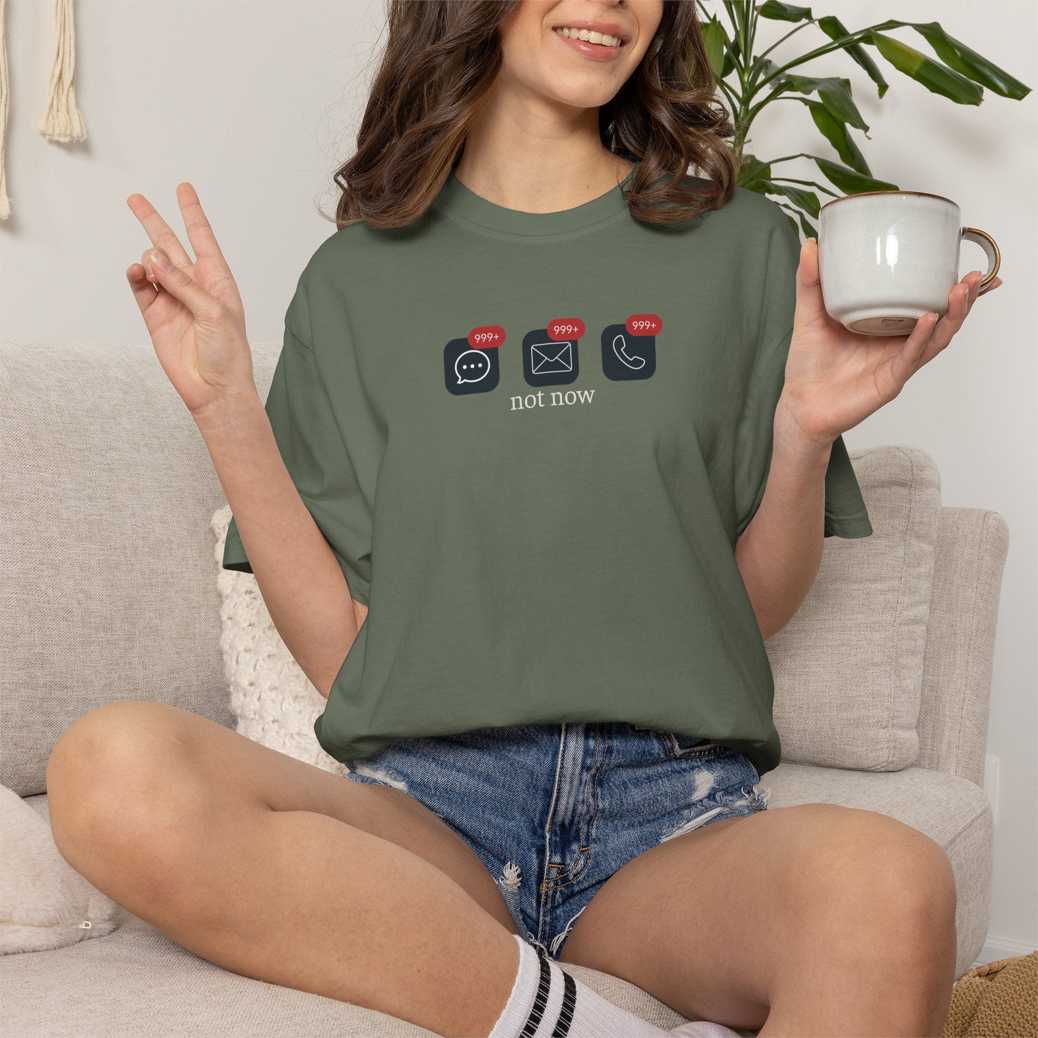 Not Now Notification Shirt, Comfort Colors 1717 Tee, Funny Office Shirt, 999+ Messages Tee, Work Humor T Shirt, Soft Garment Dyed Tee