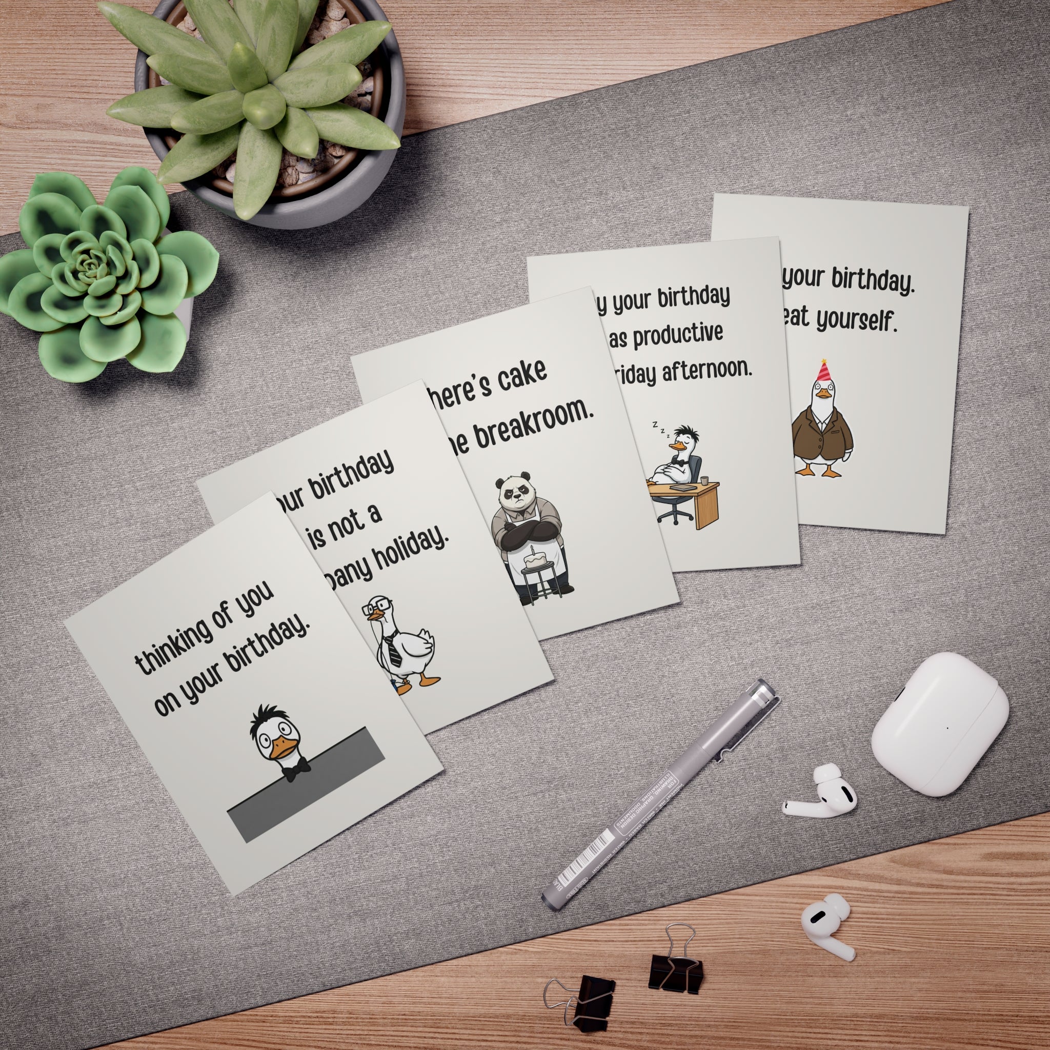 Sarcastic Office Birthday Cards Dry Humor Work Birthday Card for Coworkers - 5 Pack
