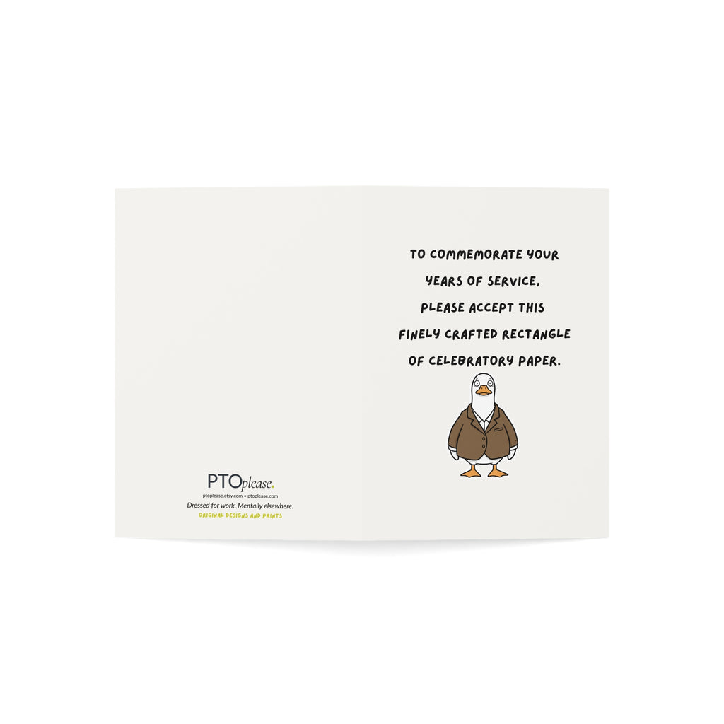 Funny Work Anniversary Card - "Finely Crafted Rectangle of Celebratory Paper"