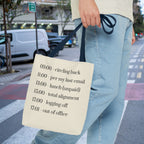 Minimalist Work Schedule Canvas Tote Bag | Sarcastic 17:01 Out of Office Commuter Bag