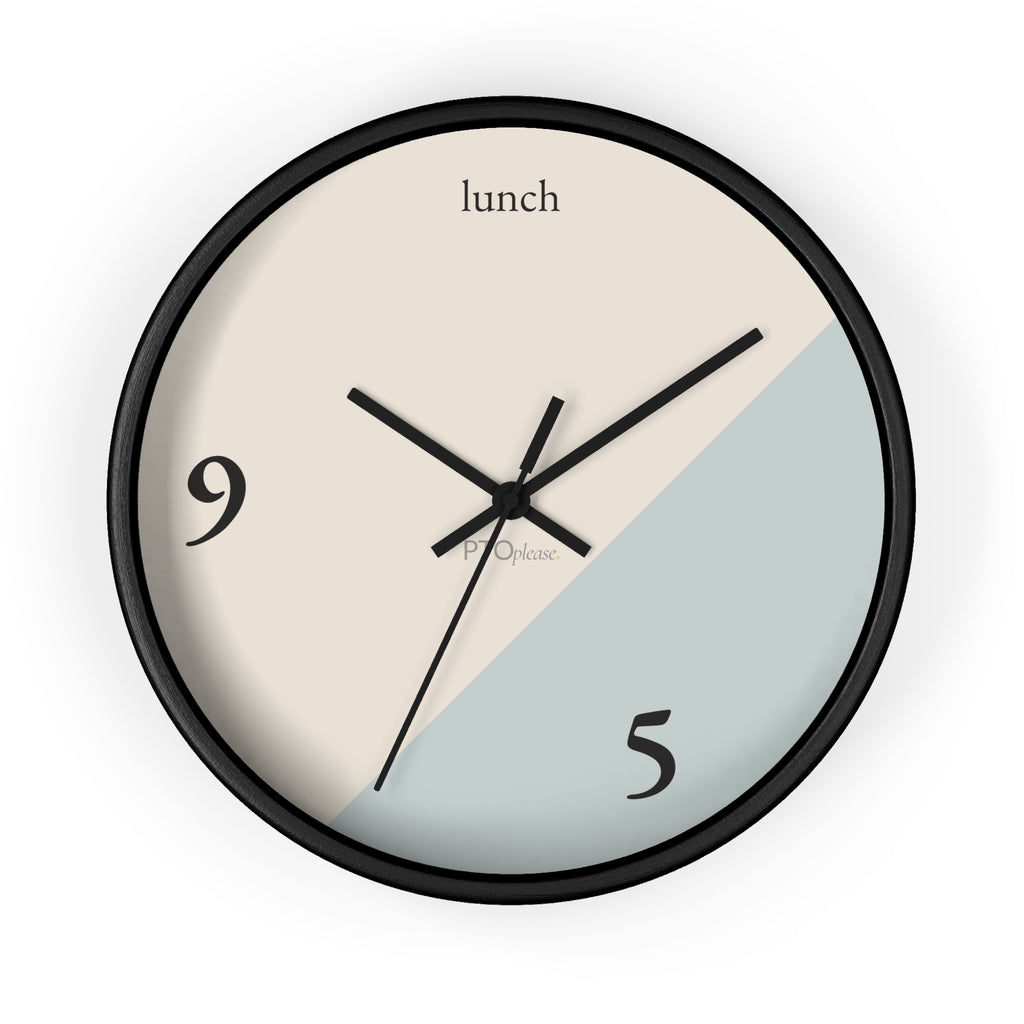 Minimalist 9 to 5 Wall Clock, Modern Office Clock with Lunch Time Design, Workday Humor Decor, Neutral Home Office Wall Art