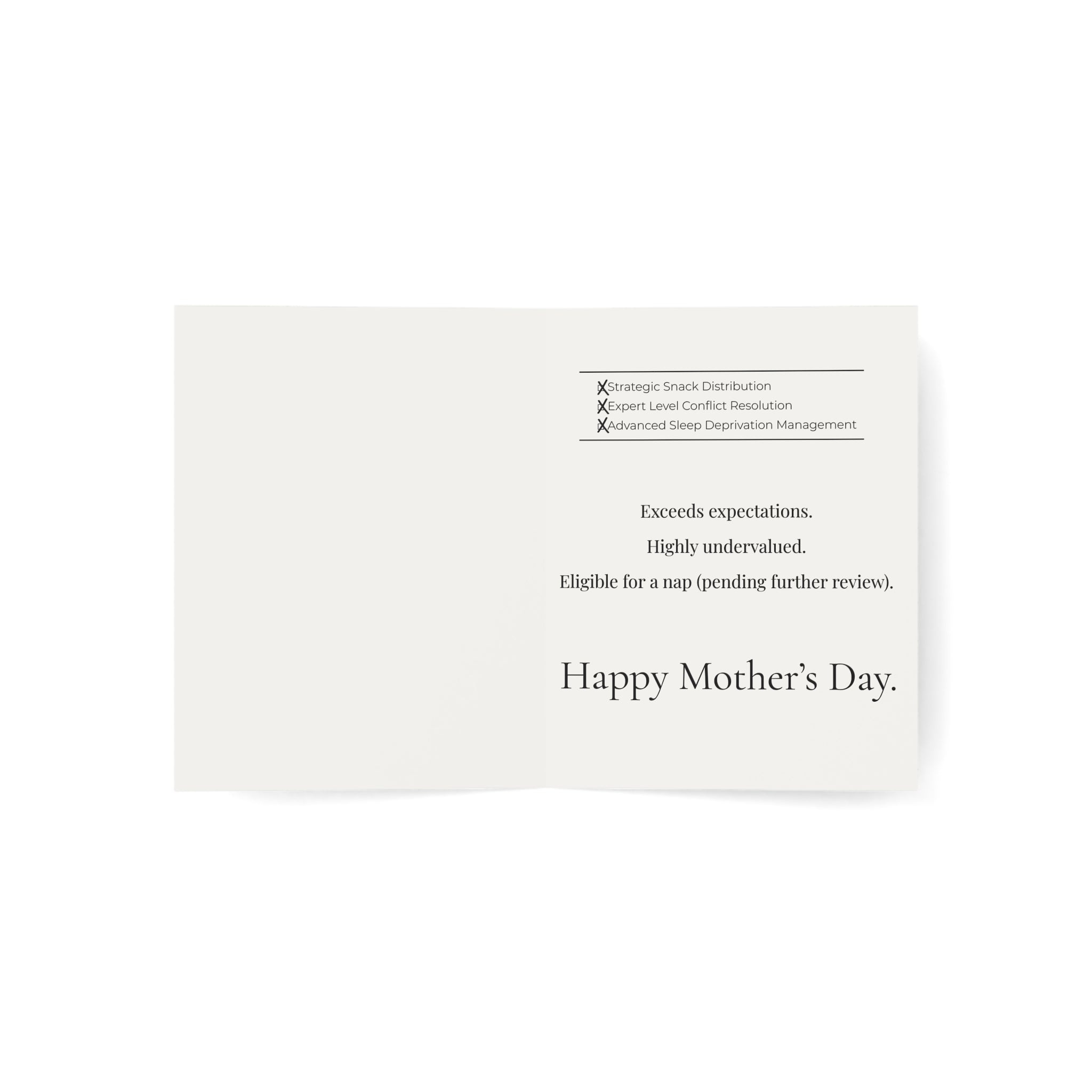 Premium Motherhood Overtime Card | Minimalist Mothers Day Stationery | Boutique Corporate Mom Gift | Rabbit Mom Burnout Card PTOplease