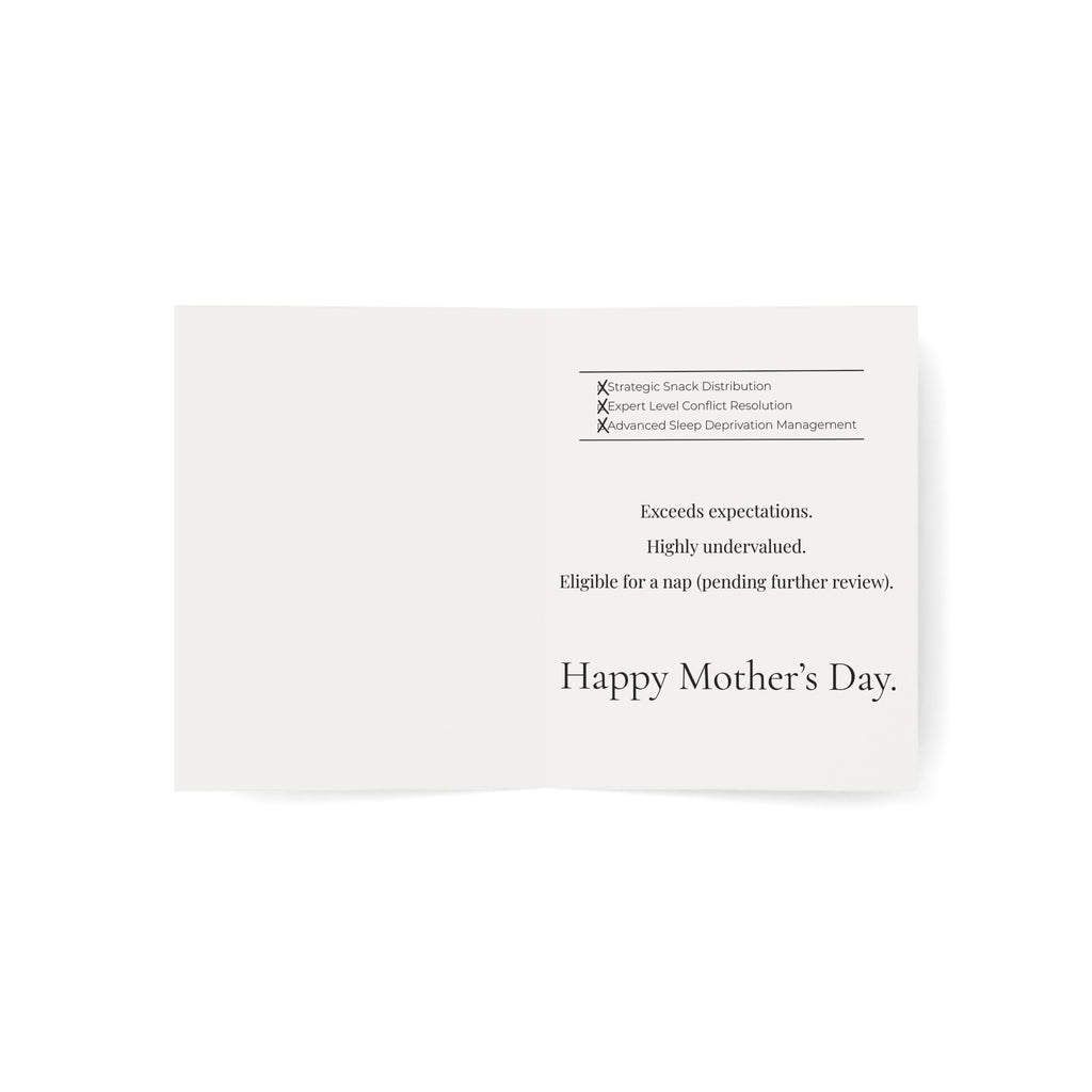 Premium Motherhood Overtime Card | Minimalist Mothers Day Stationery | Boutique Corporate Mom Gift | Rabbit Mom Burnout Card PTOplease