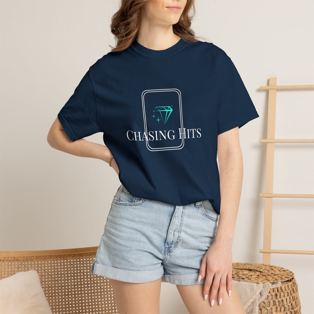 the "chasing hits" essential tee — minimal music logo t-shirt