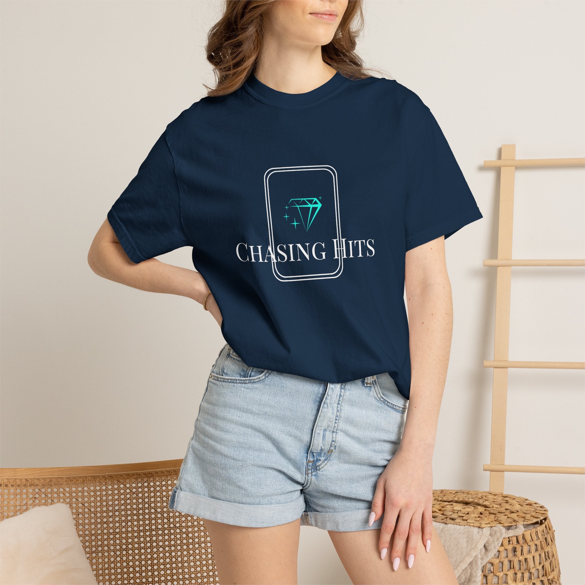 the "chasing hits" essential tee — minimal music logo t-shirt