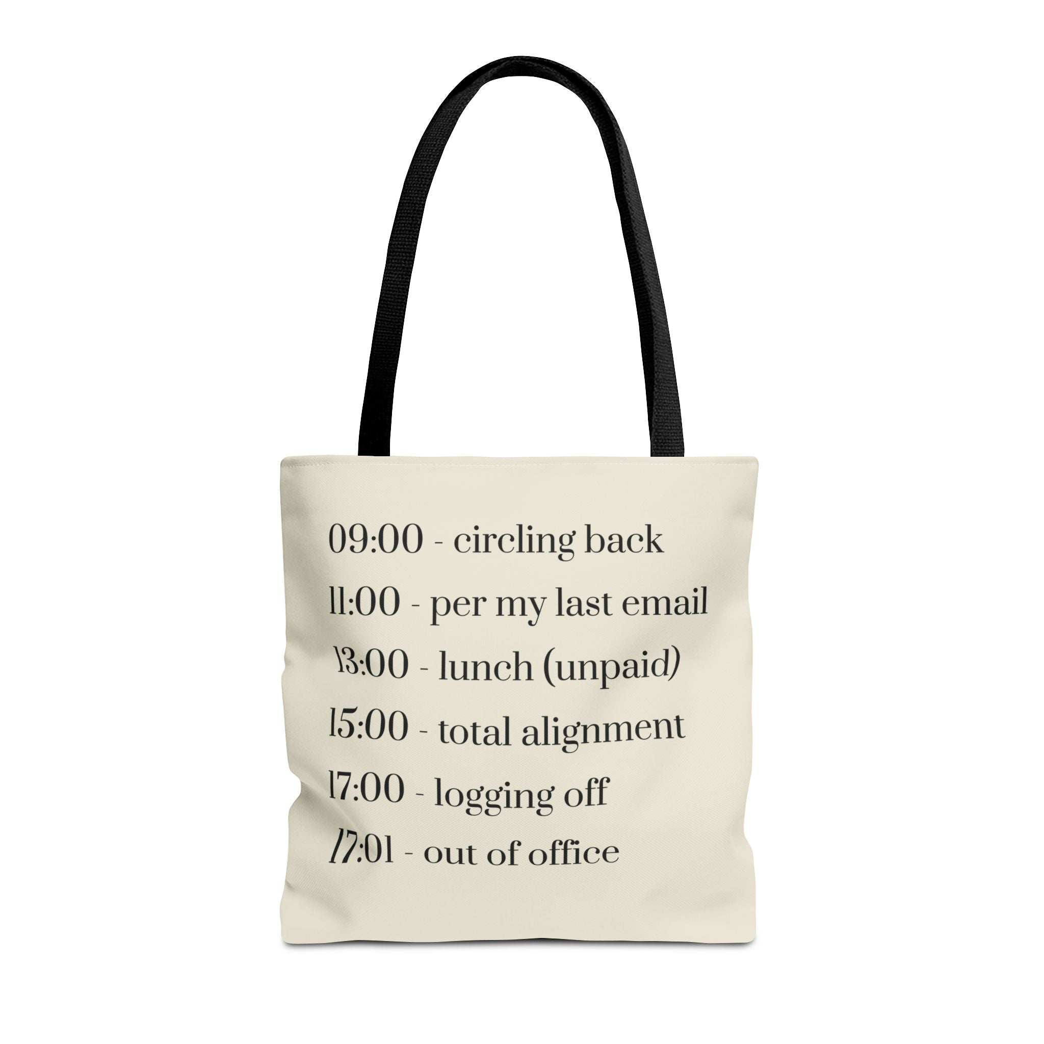 Minimalist Work Schedule Canvas Tote Bag | Sarcastic 17:01 Out of Office Commuter Bag