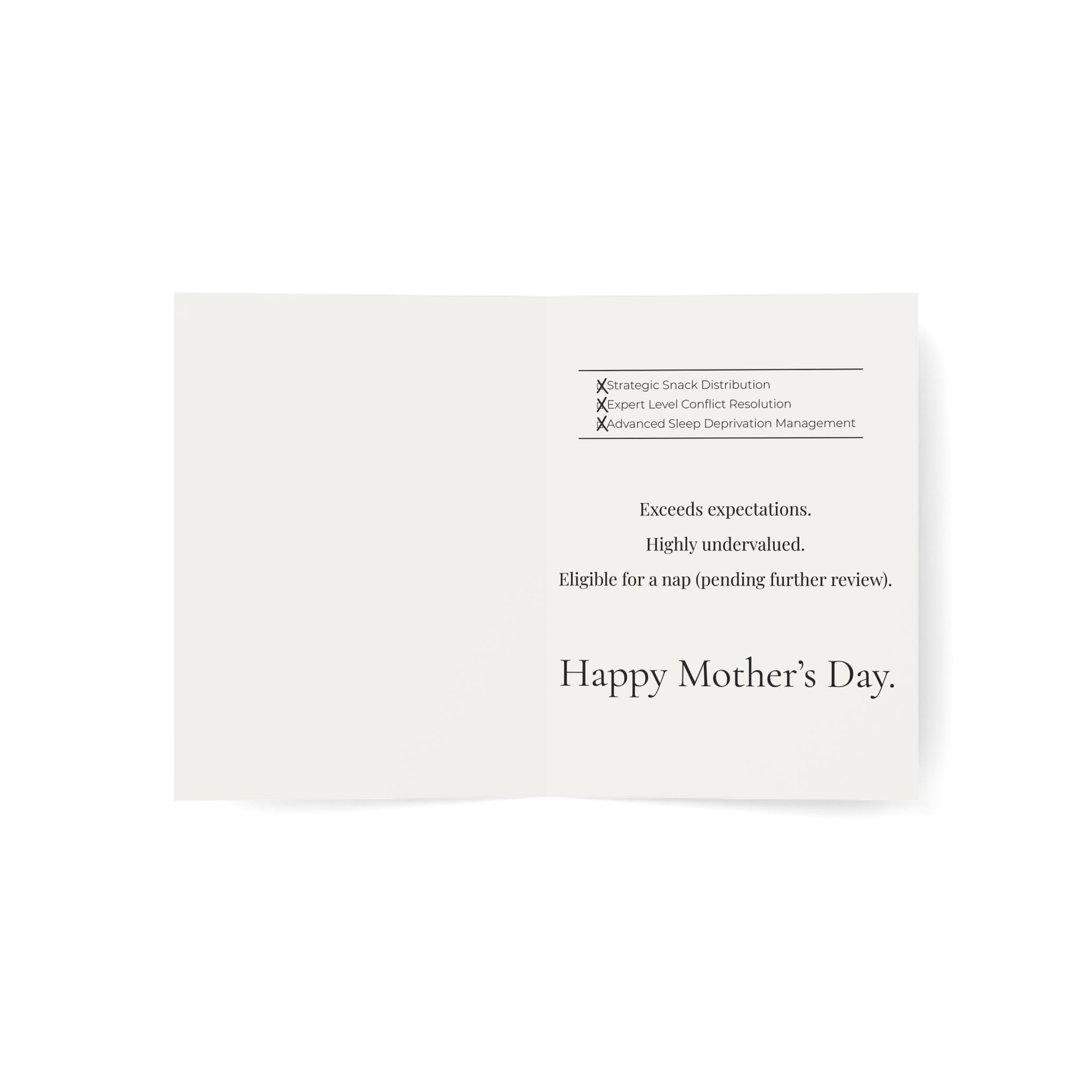 Premium Motherhood Overtime Card | Minimalist Mothers Day Stationery | Boutique Corporate Mom Gift | Rabbit Mom Burnout Card PTOplease