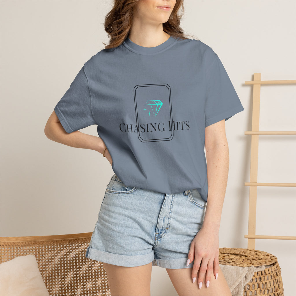 the "chasing hits" essential tee — minimal music logo t-shirt