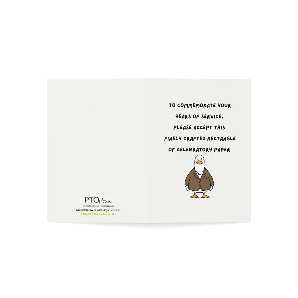 Funny Work Anniversary Card - "Finely Crafted Rectangle of Celebratory Paper"