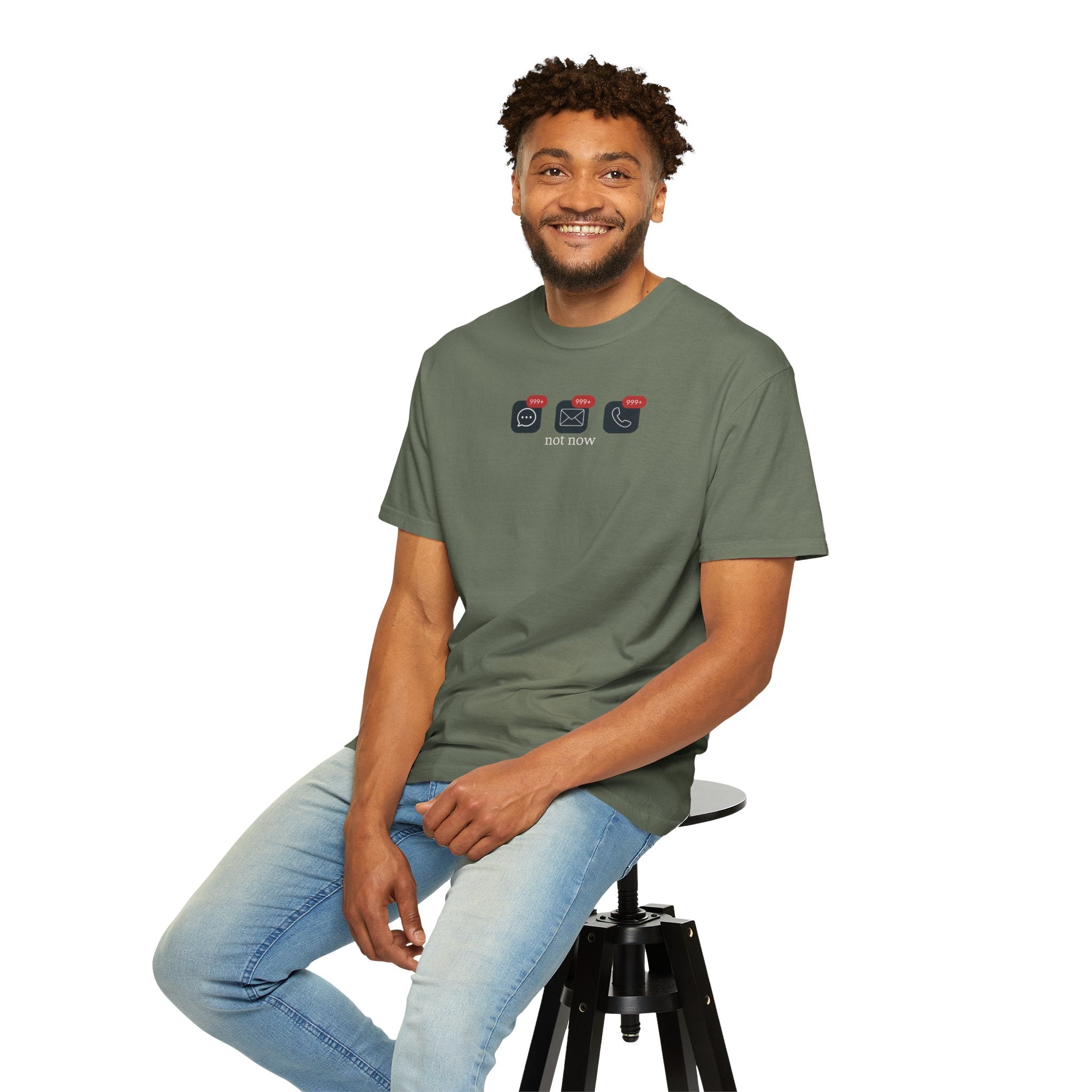 Not Now Notification Shirt, Comfort Colors 1717 Tee, Funny Office Shirt, 999+ Messages Tee, Work Humor T Shirt, Soft Garment Dyed Tee