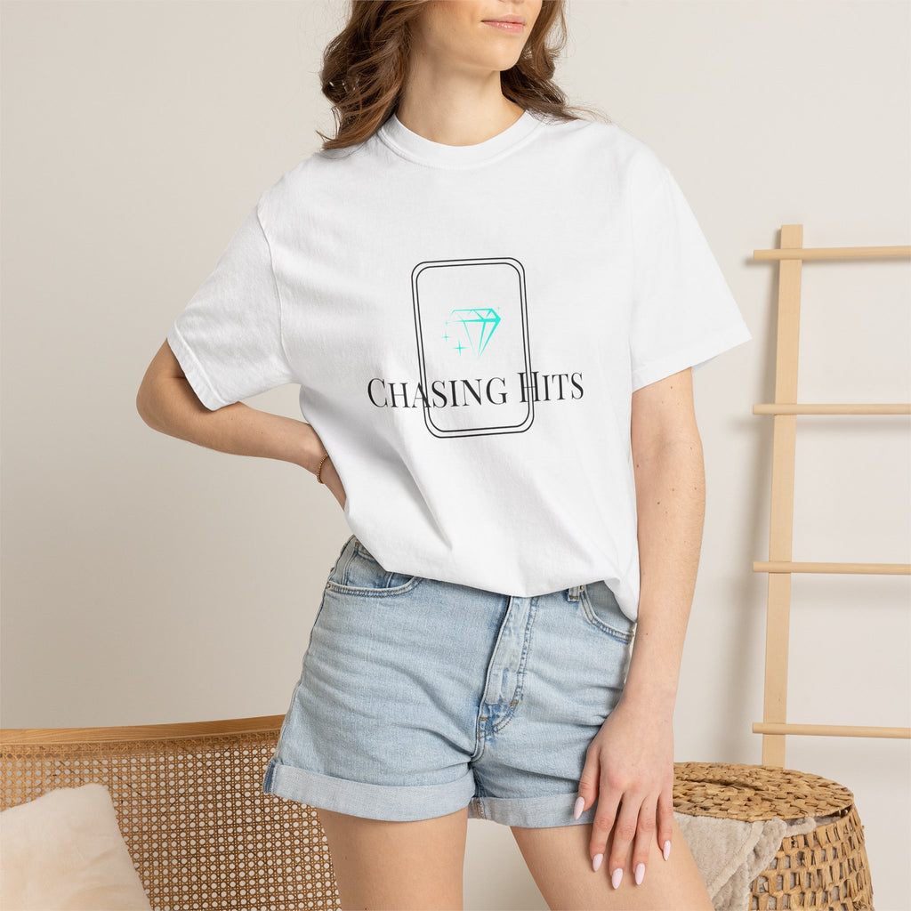 the "chasing hits" essential tee — minimal music logo t-shirt