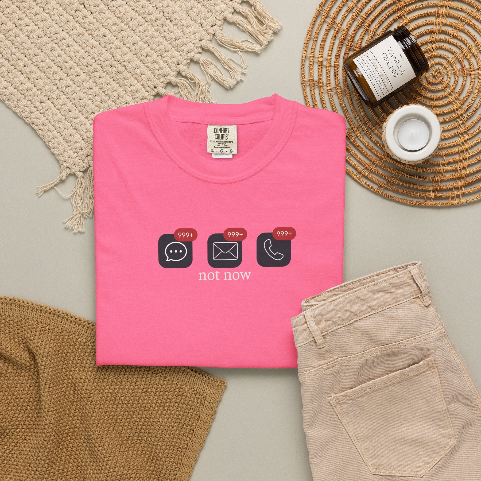 Not Now Notification Shirt, Comfort Colors 1717 Tee, Funny Office Shirt, 999+ Messages Tee, Work Humor T Shirt, Soft Garment Dyed Tee
