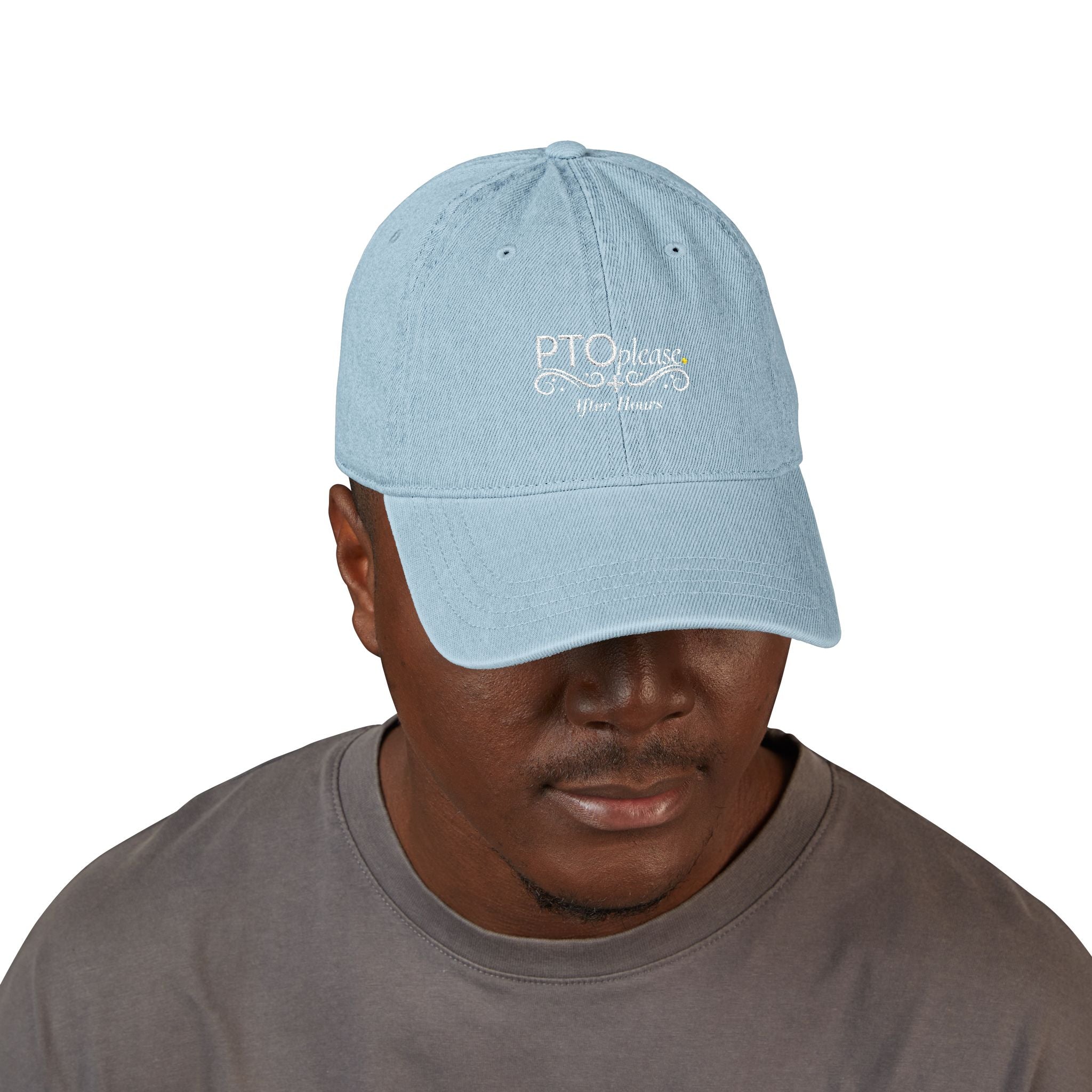 After Hours Out of Office Hat | Luxury Embroidered Denim Hat | Adjustable Baseball Cap for Corporate Burnout & Self Care Gift