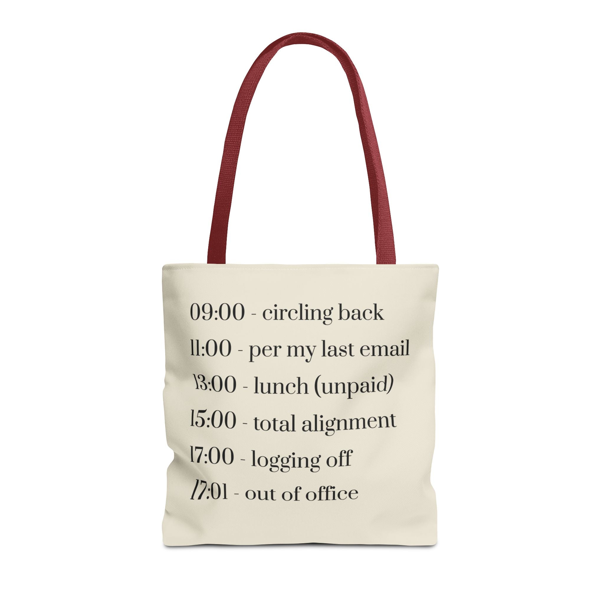 Minimalist Work Schedule Canvas Tote Bag | Sarcastic 17:01 Out of Office Commuter Bag