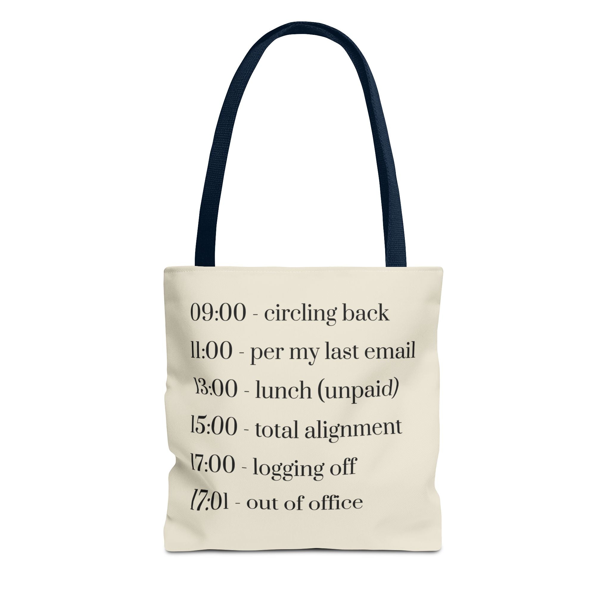 Minimalist Work Schedule Canvas Tote Bag | Sarcastic 17:01 Out of Office Commuter Bag
