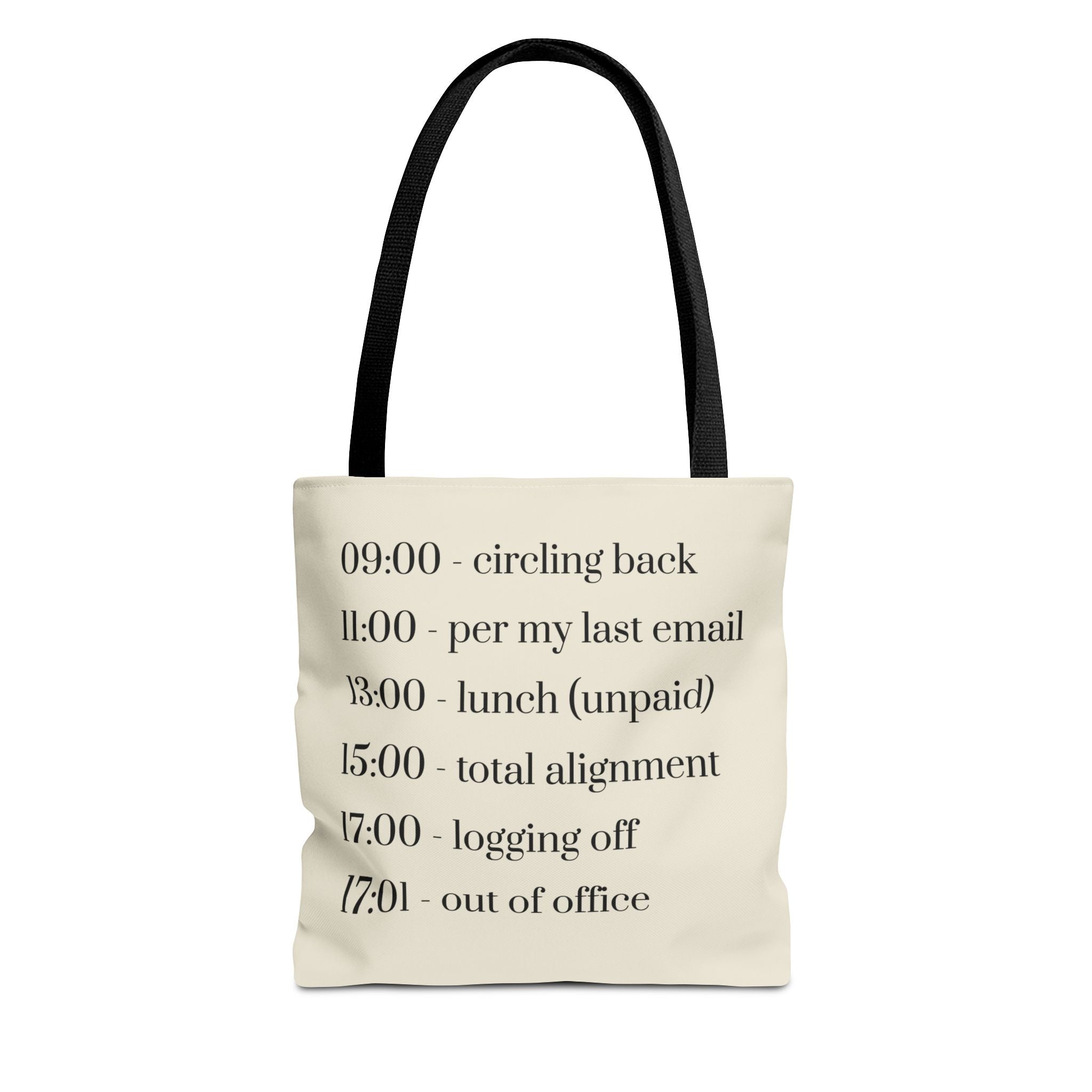 Minimalist Work Schedule Canvas Tote Bag | Sarcastic 17:01 Out of Office Commuter Bag