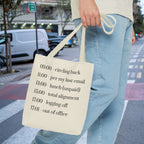 Minimalist Work Schedule Canvas Tote Bag | Sarcastic 17:01 Out of Office Commuter Bag