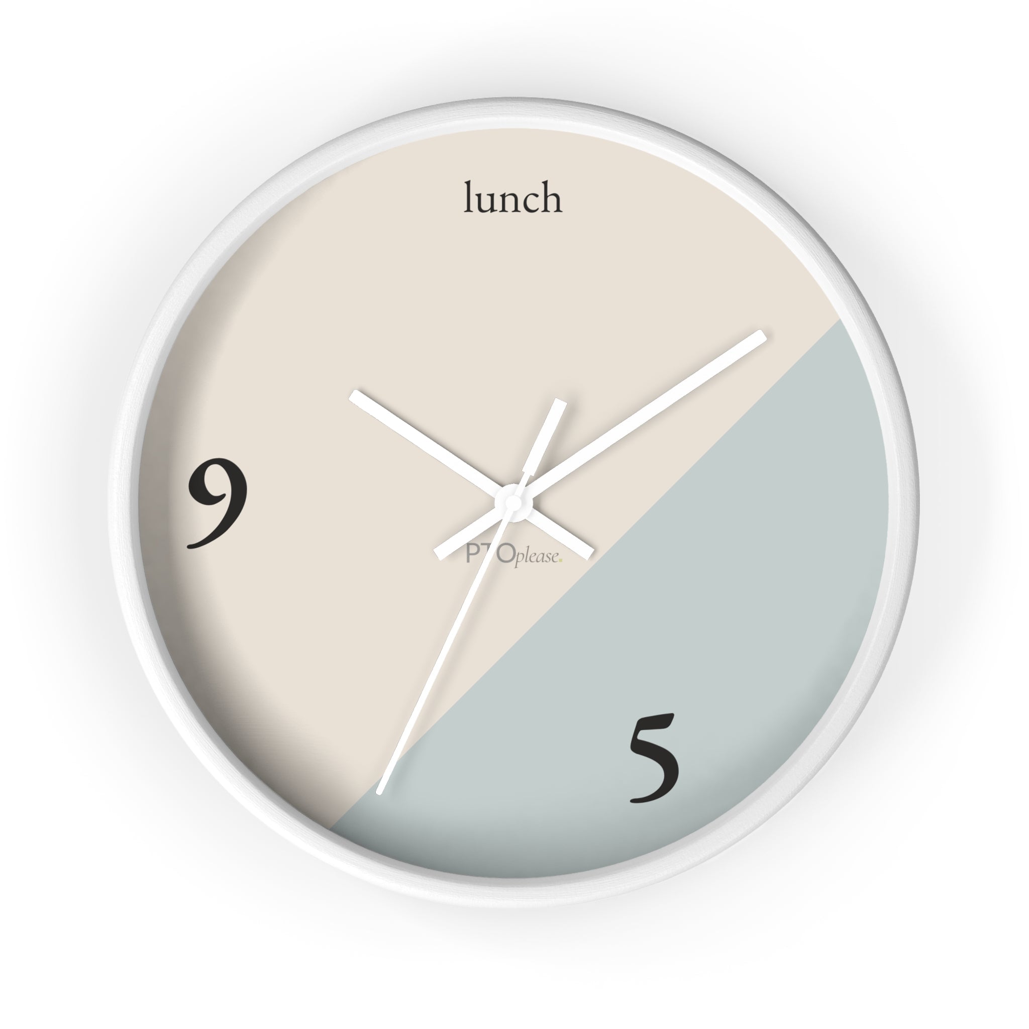 Minimalist 9 to 5 Wall Clock, Modern Office Clock with Lunch Time Design, Workday Humor Decor, Neutral Home Office Wall Art