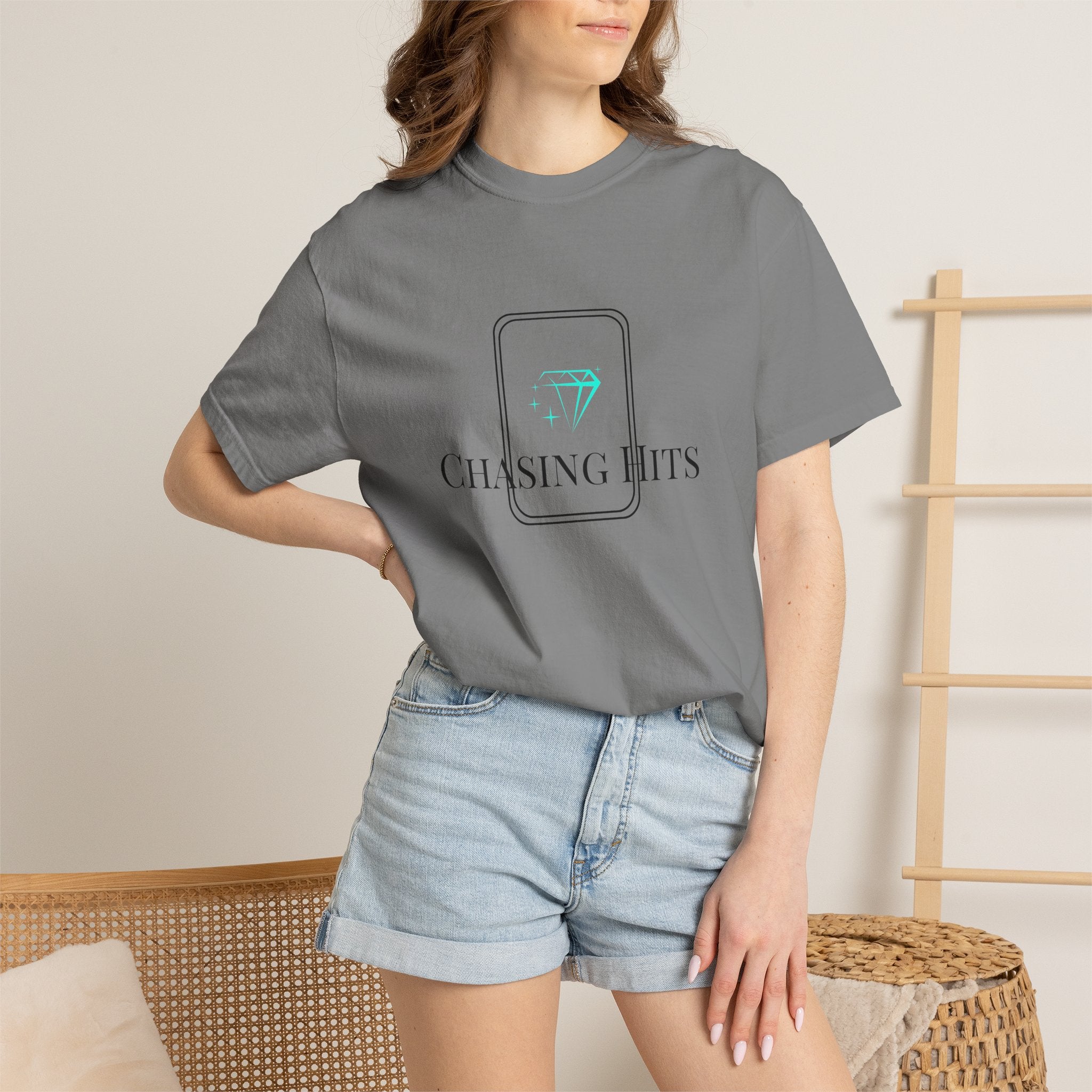 the "chasing hits" essential tee — minimal music logo t-shirt