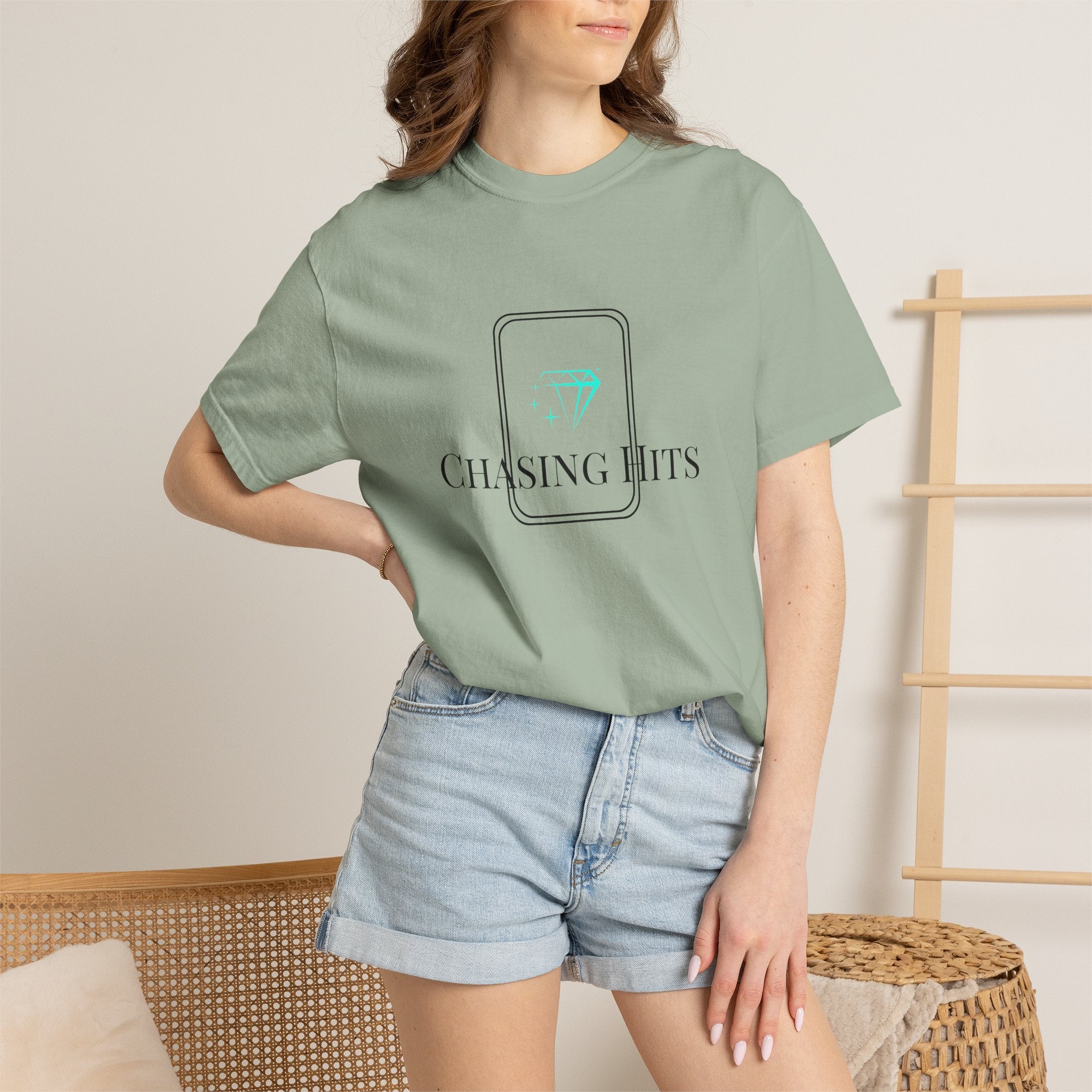 the "chasing hits" essential tee — minimal music logo t-shirt