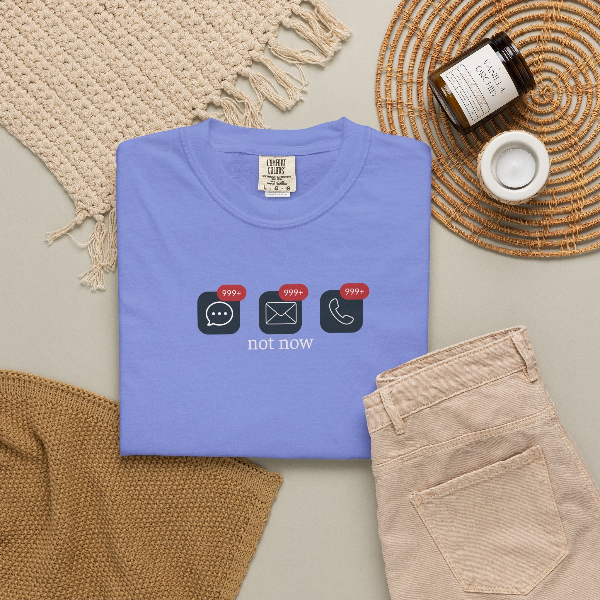 Not Now Notification Shirt, Comfort Colors 1717 Tee, Funny Office Shirt, 999+ Messages Tee, Work Humor T Shirt, Soft Garment Dyed Tee