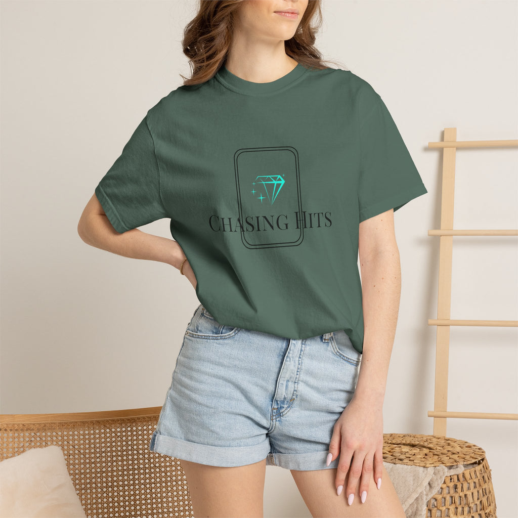 the "chasing hits" essential tee — minimal music logo t-shirt