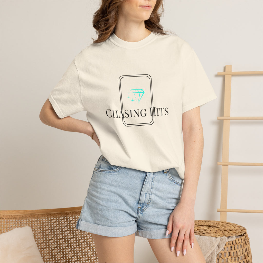 the "chasing hits" essential tee — minimal music logo t-shirt