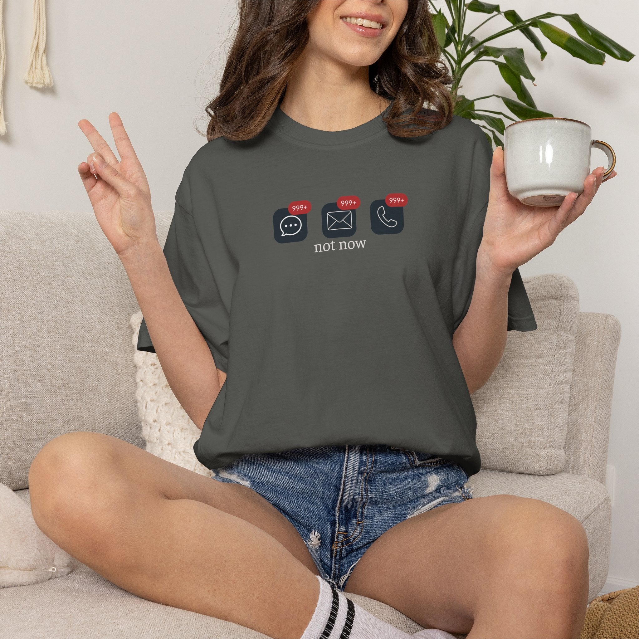 Not Now Notification Shirt, Comfort Colors 1717 Tee, Funny Office Shirt, 999+ Messages Tee, Work Humor T Shirt, Soft Garment Dyed Tee