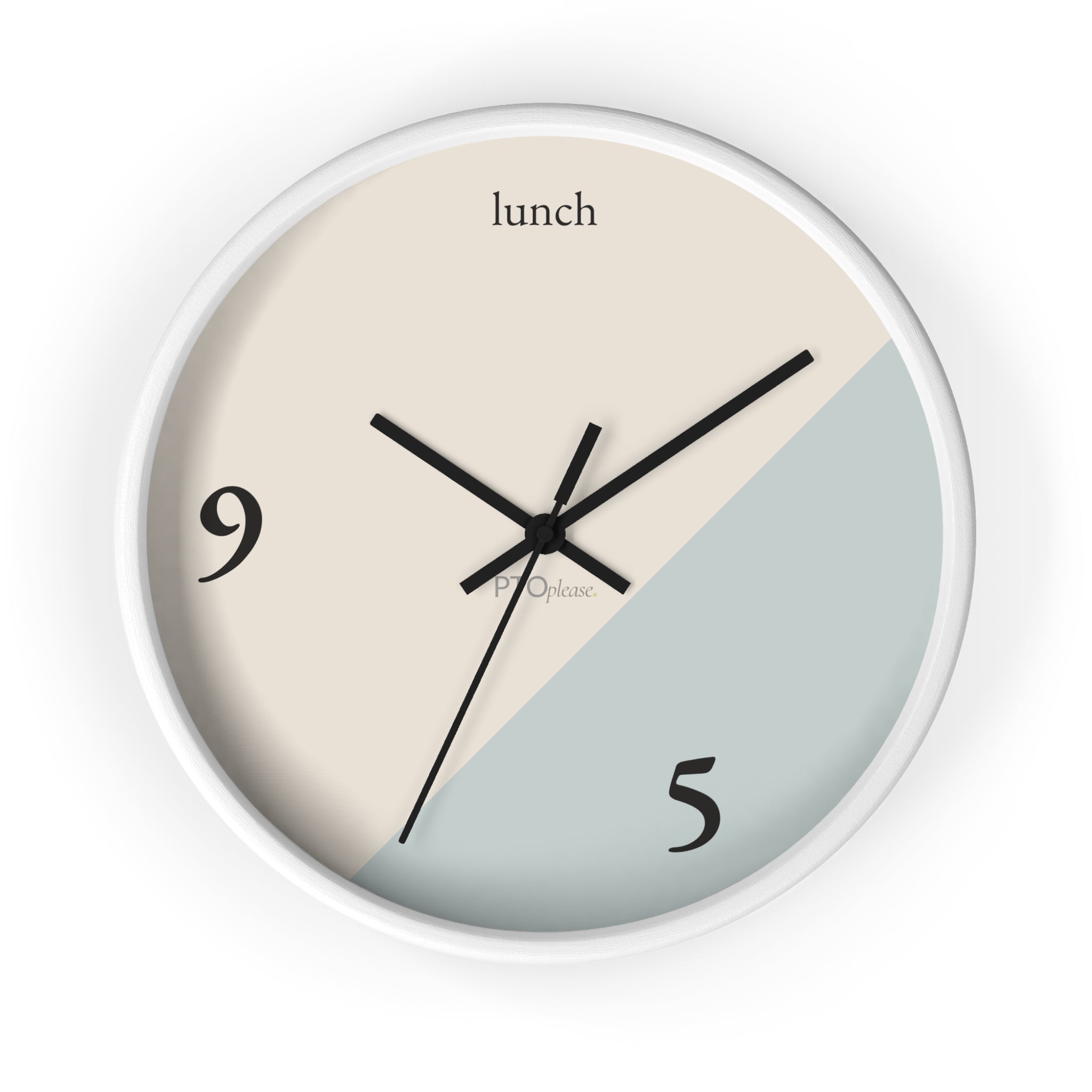 Minimalist 9 to 5 Wall Clock, Modern Office Clock with Lunch Time Design, Workday Humor Decor, Neutral Home Office Wall Art