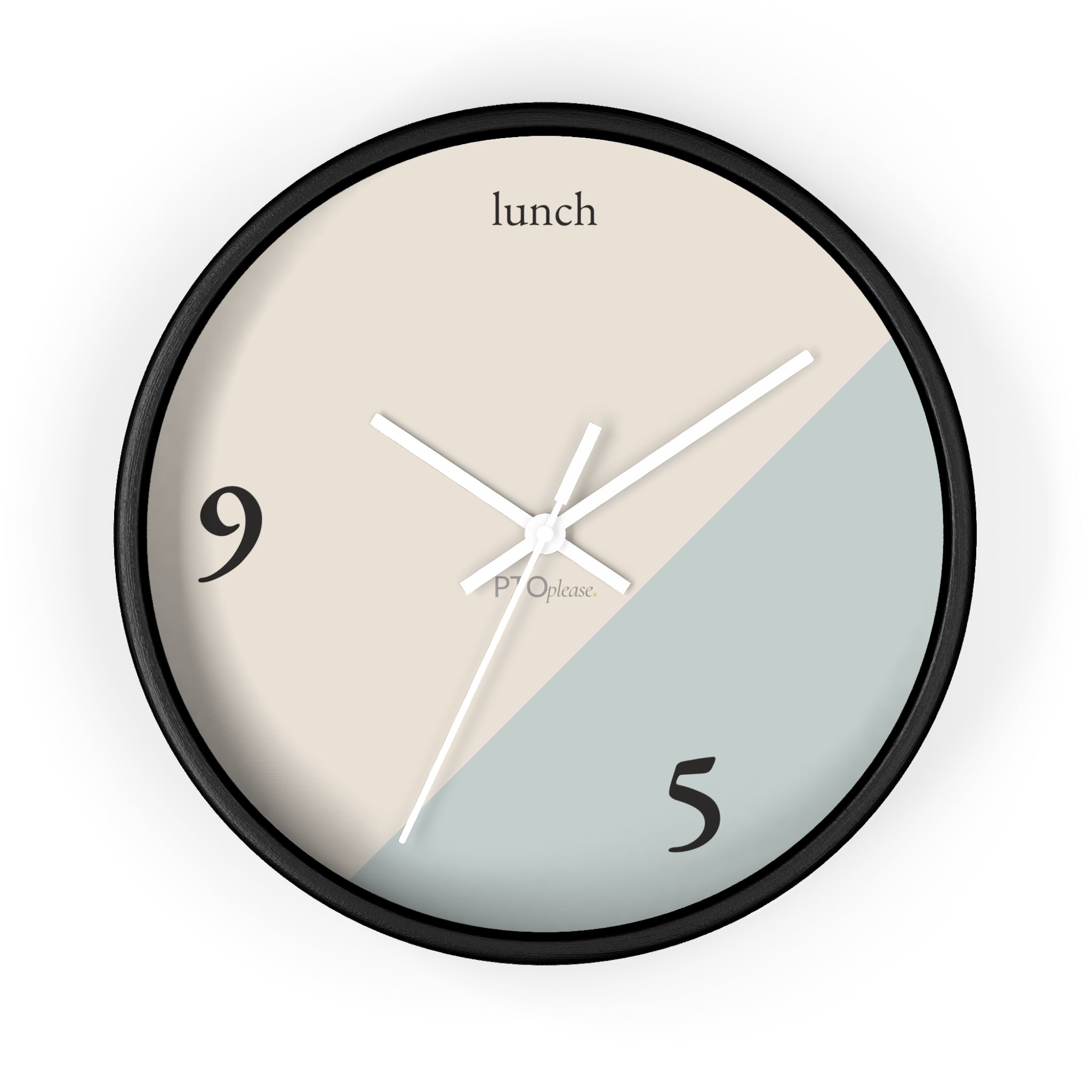 Minimalist 9 to 5 Wall Clock, Modern Office Clock with Lunch Time Design, Workday Humor Decor, Neutral Home Office Wall Art