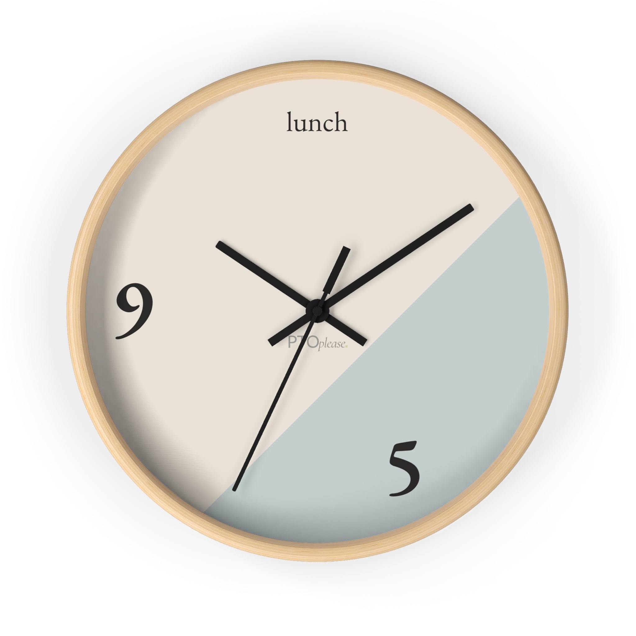 Minimalist 9 to 5 Wall Clock, Modern Office Clock with Lunch Time Design, Workday Humor Decor, Neutral Home Office Wall Art
