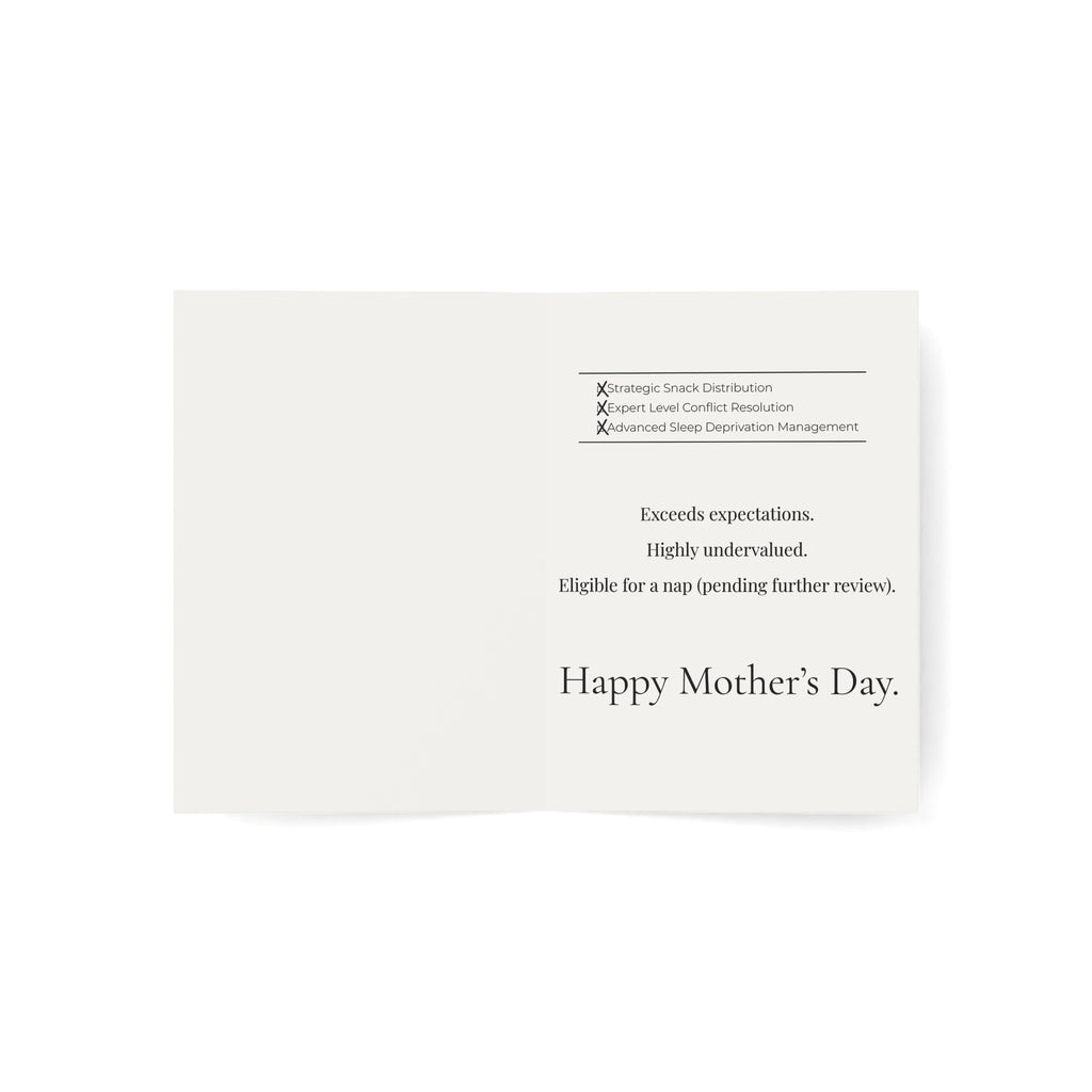Premium Motherhood Overtime Card | Minimalist Mothers Day Stationery | Boutique Corporate Mom Gift | Rabbit Mom Burnout Card PTOplease
