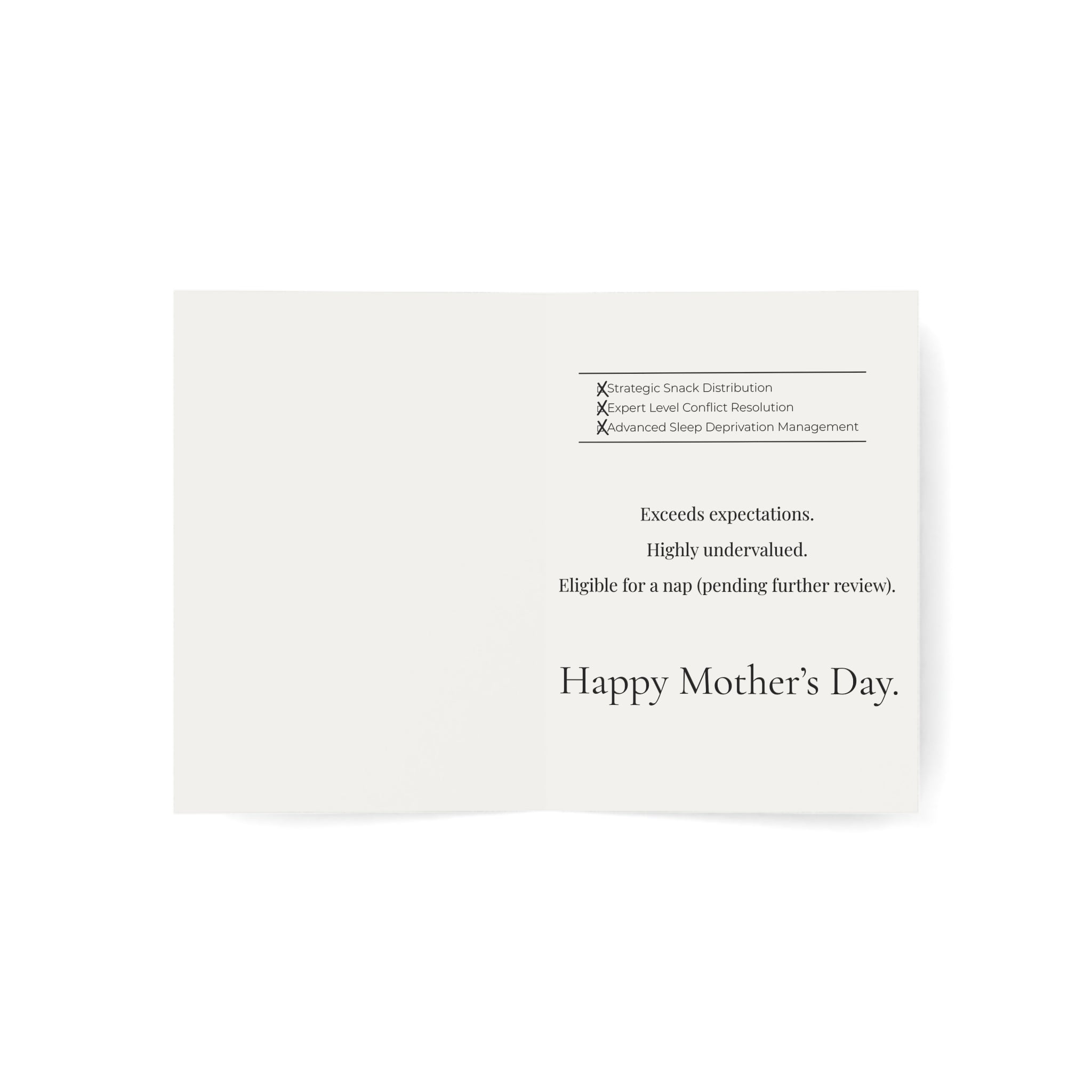 Premium Motherhood Overtime Card | Minimalist Mothers Day Stationery | Boutique Corporate Mom Gift | Rabbit Mom Burnout Card PTOplease