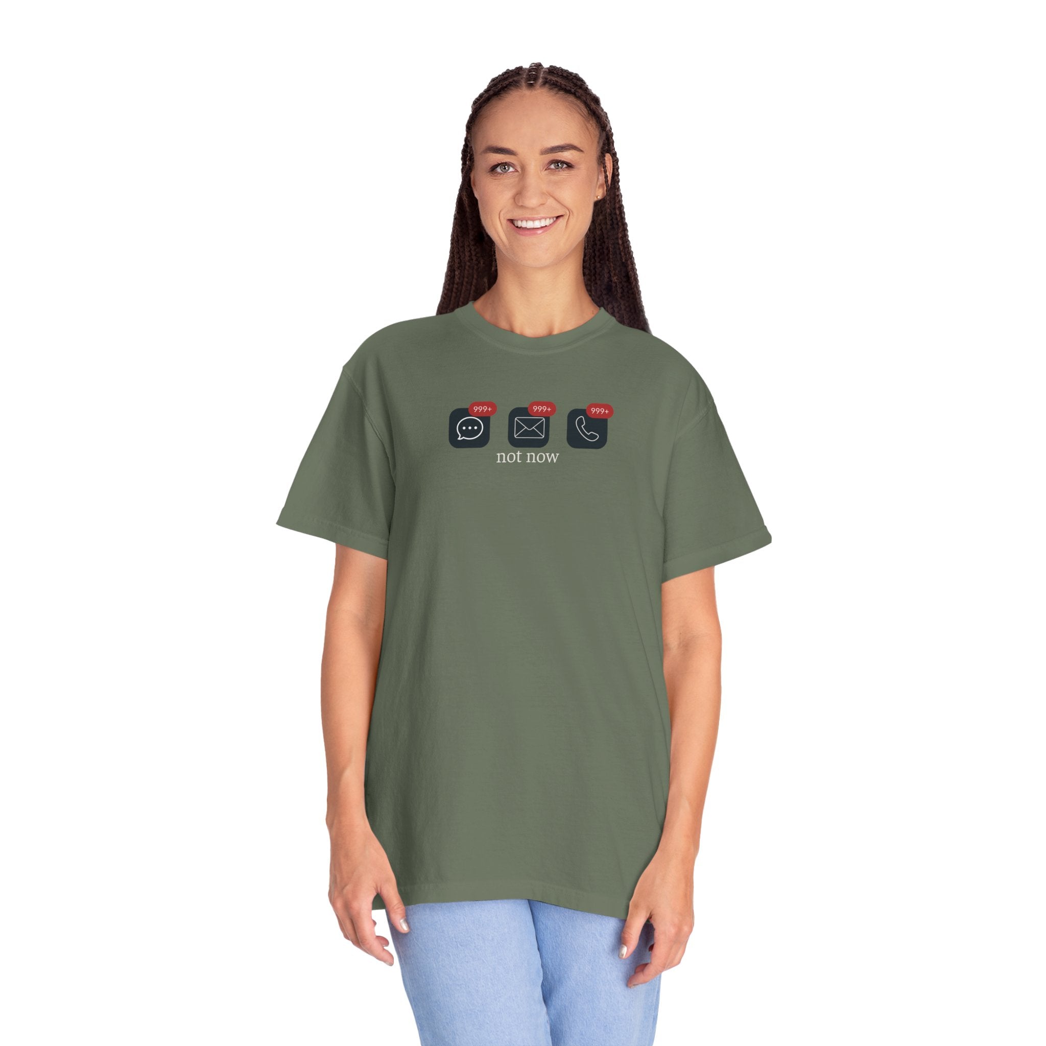 Not Now Notification Shirt, Comfort Colors 1717 Tee, Funny Office Shirt, 999+ Messages Tee, Work Humor T Shirt, Soft Garment Dyed Tee